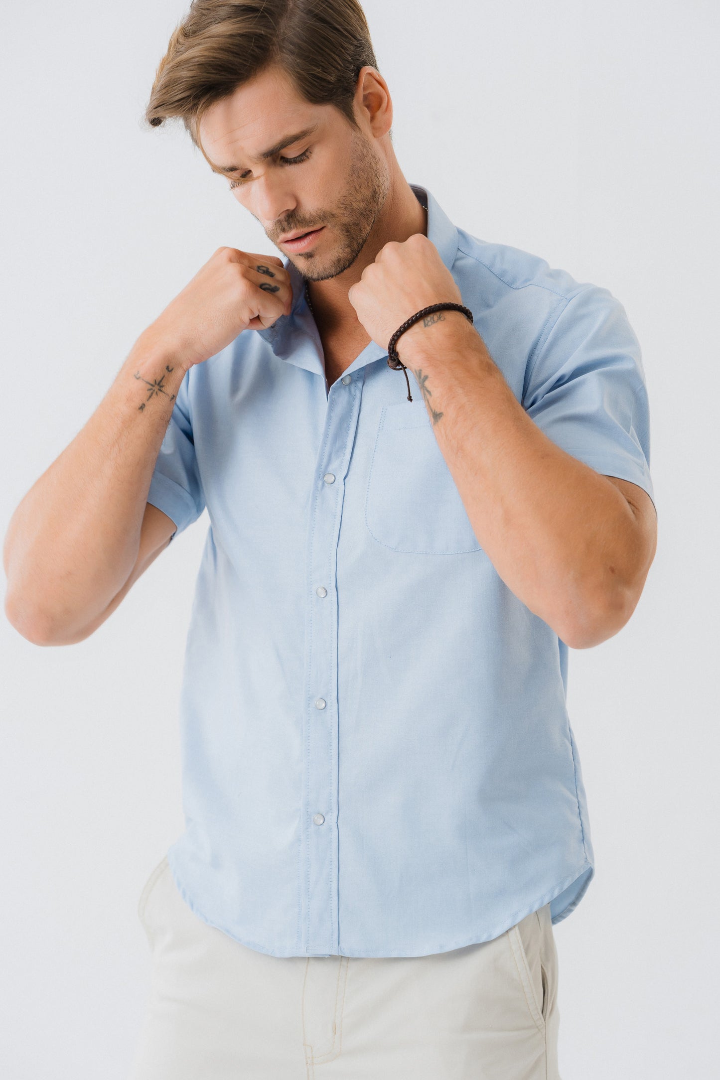 Light Blue Short Sleeve Shirt - Hustle N Holla