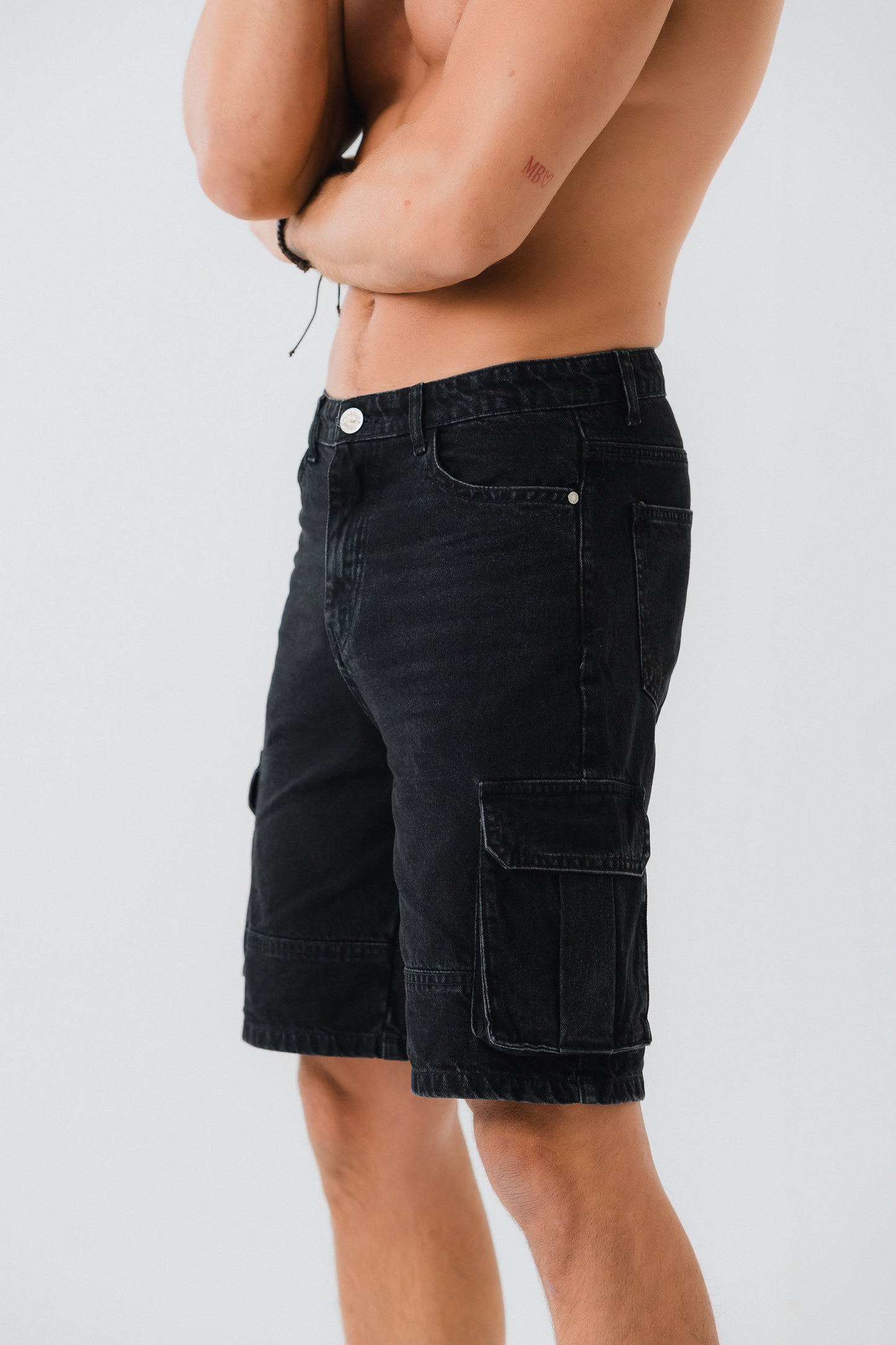 Black Cargo Denim Shorts - Hustle N Holla