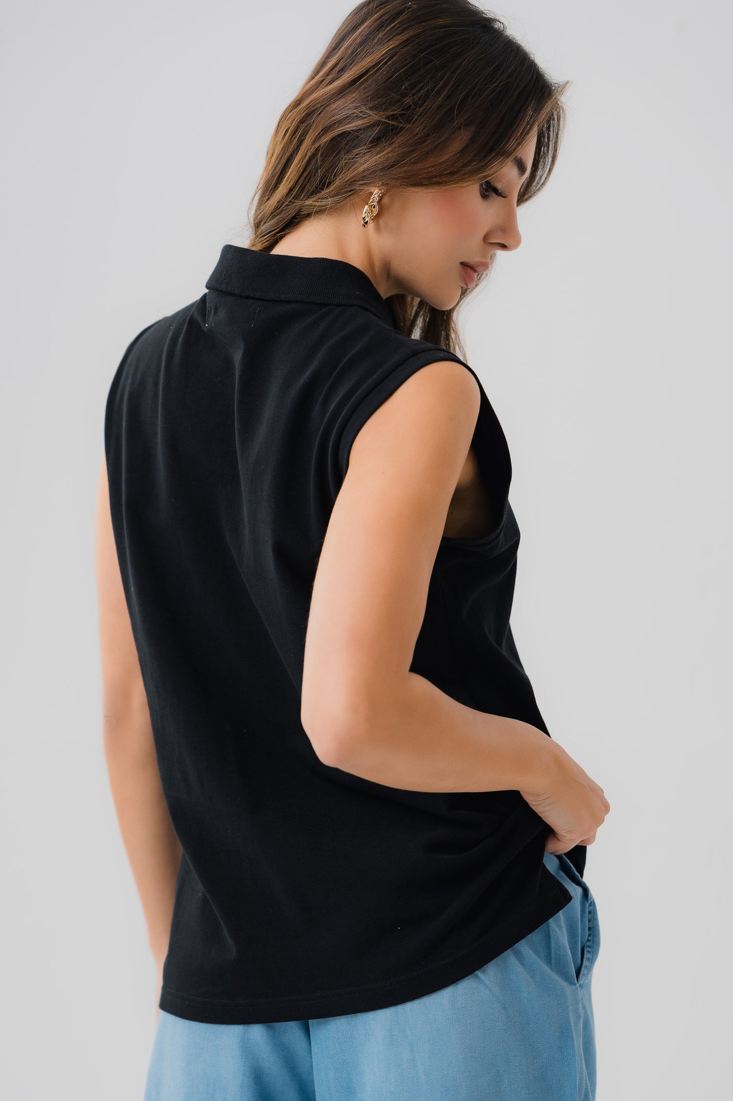Black Sleeveless Polo Shirt - Hustle N Holla