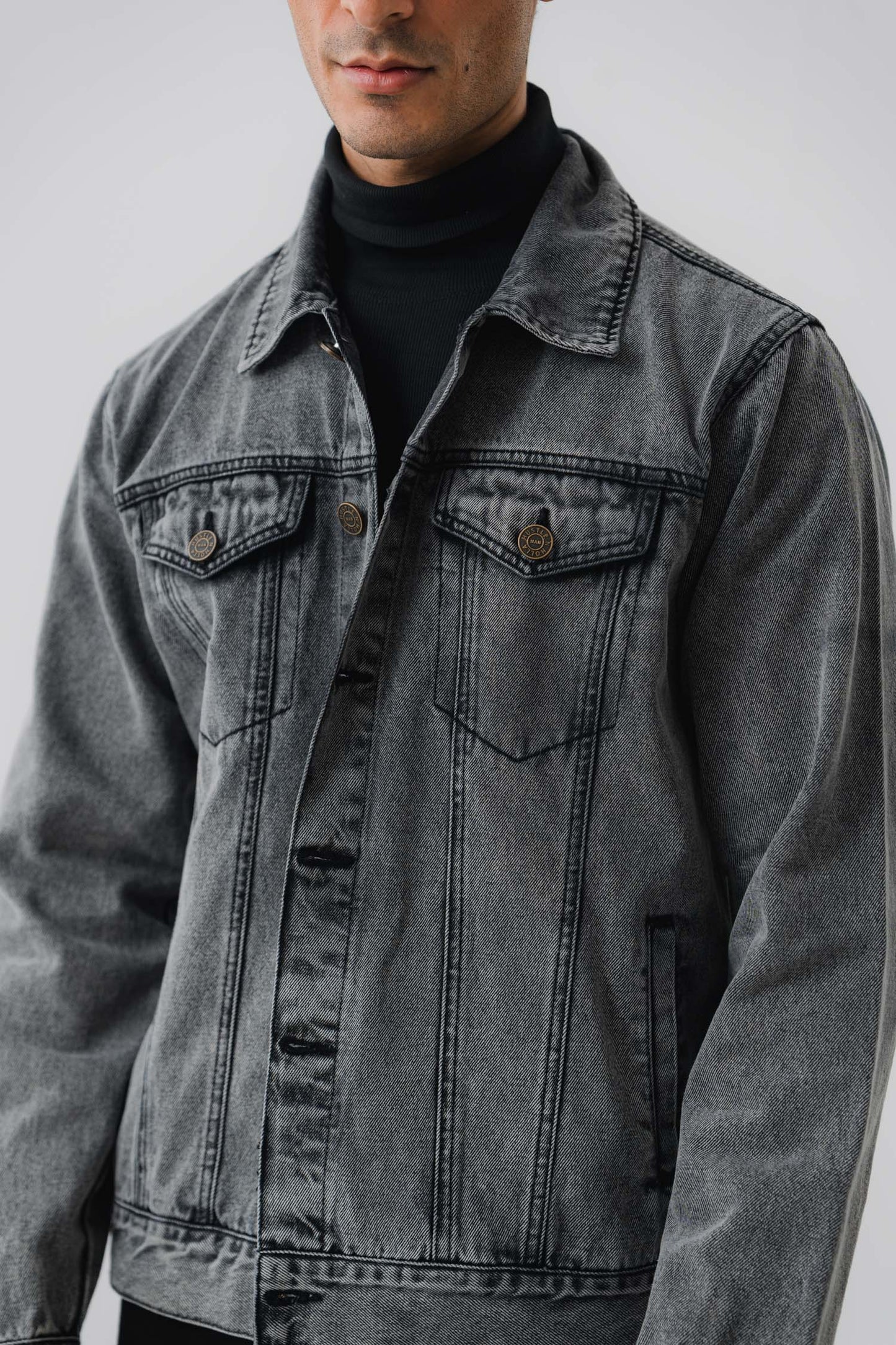Grey Denim Trucker Jacket - Hustle N Holla