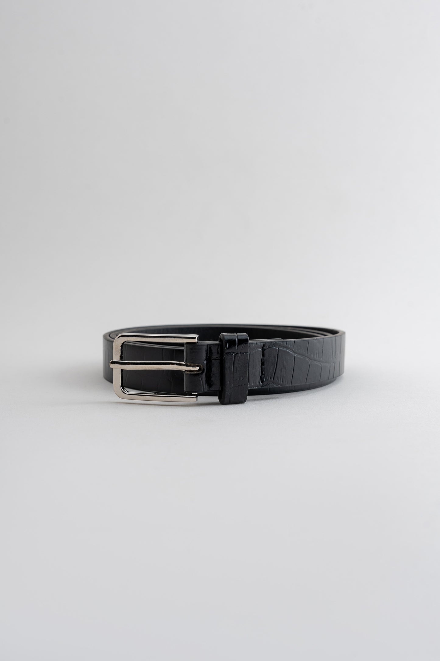Black belt with silver buckle
