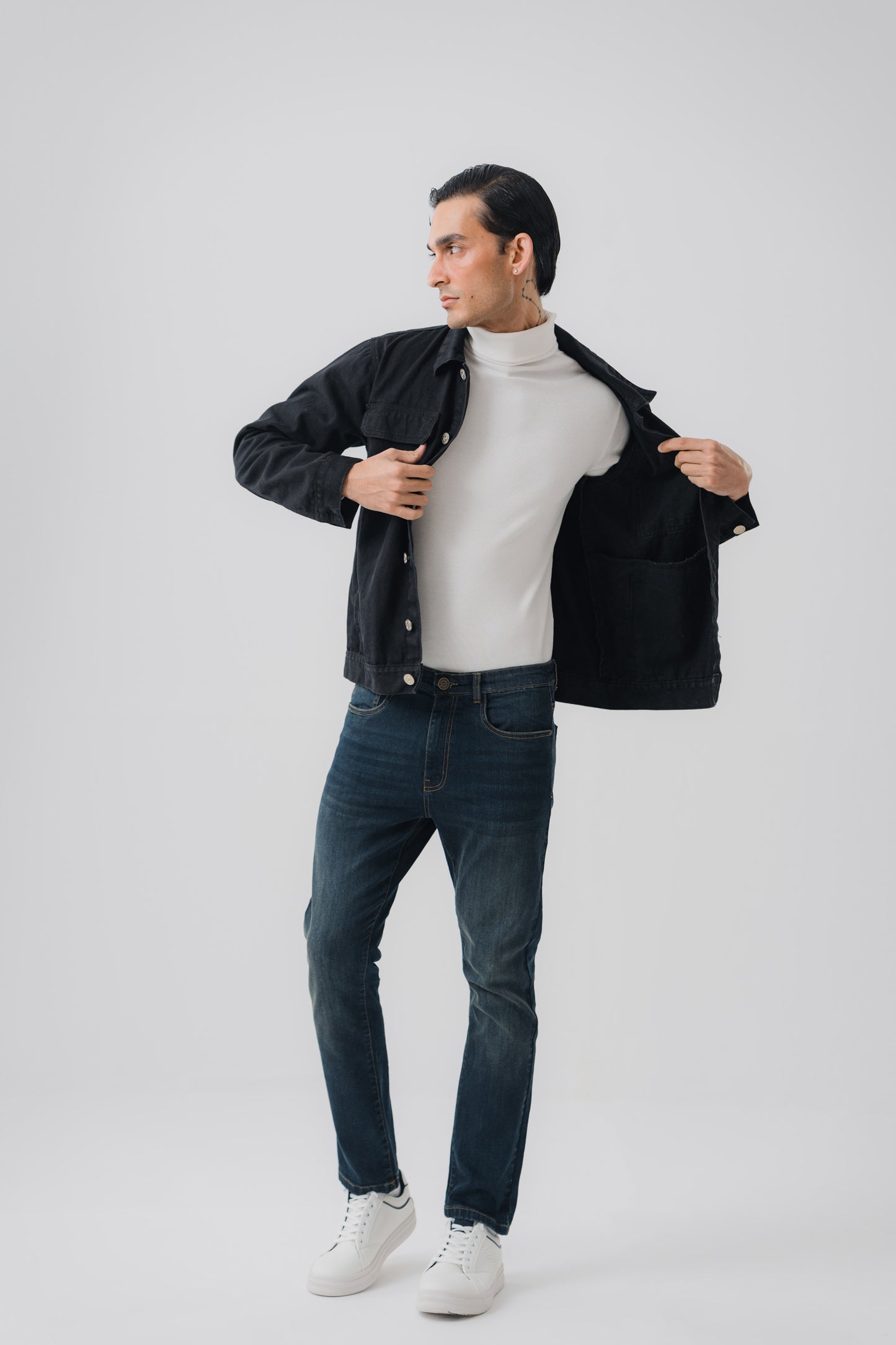 Black Multiple Pockets Denim Jacket - Hustle N Holla