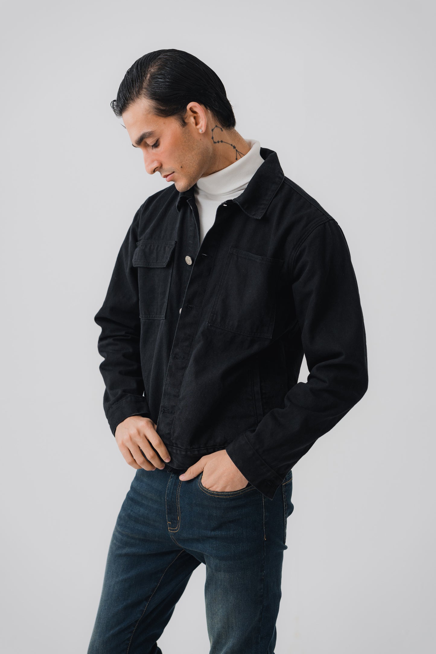 Black Multiple Pockets Denim Jacket - Hustle N Holla