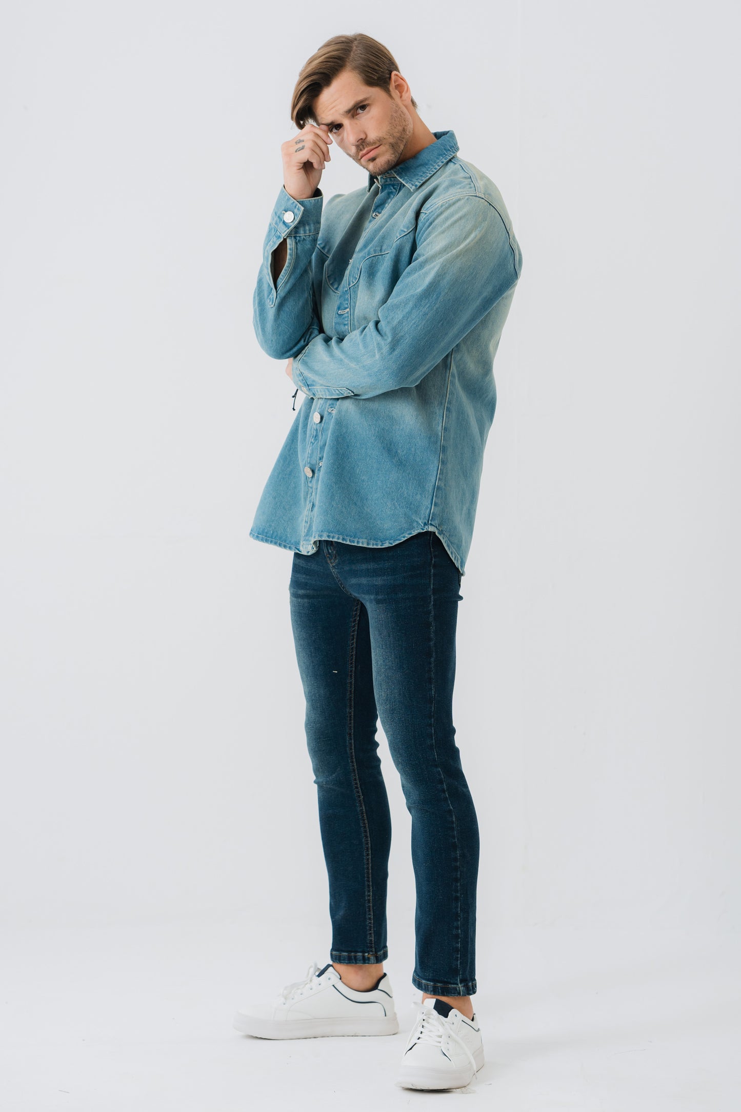 Vintage Wash Denim Shirt - Hustle N Holla