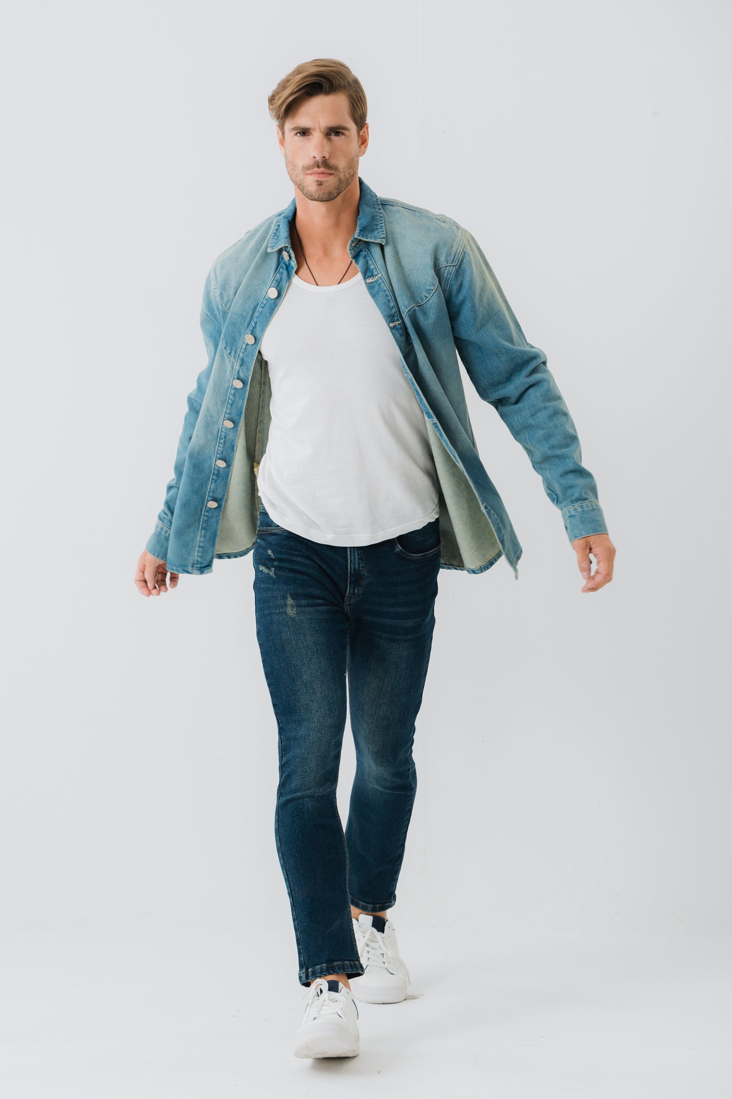 Vintage Wash Denim Shirt - Hustle N Holla