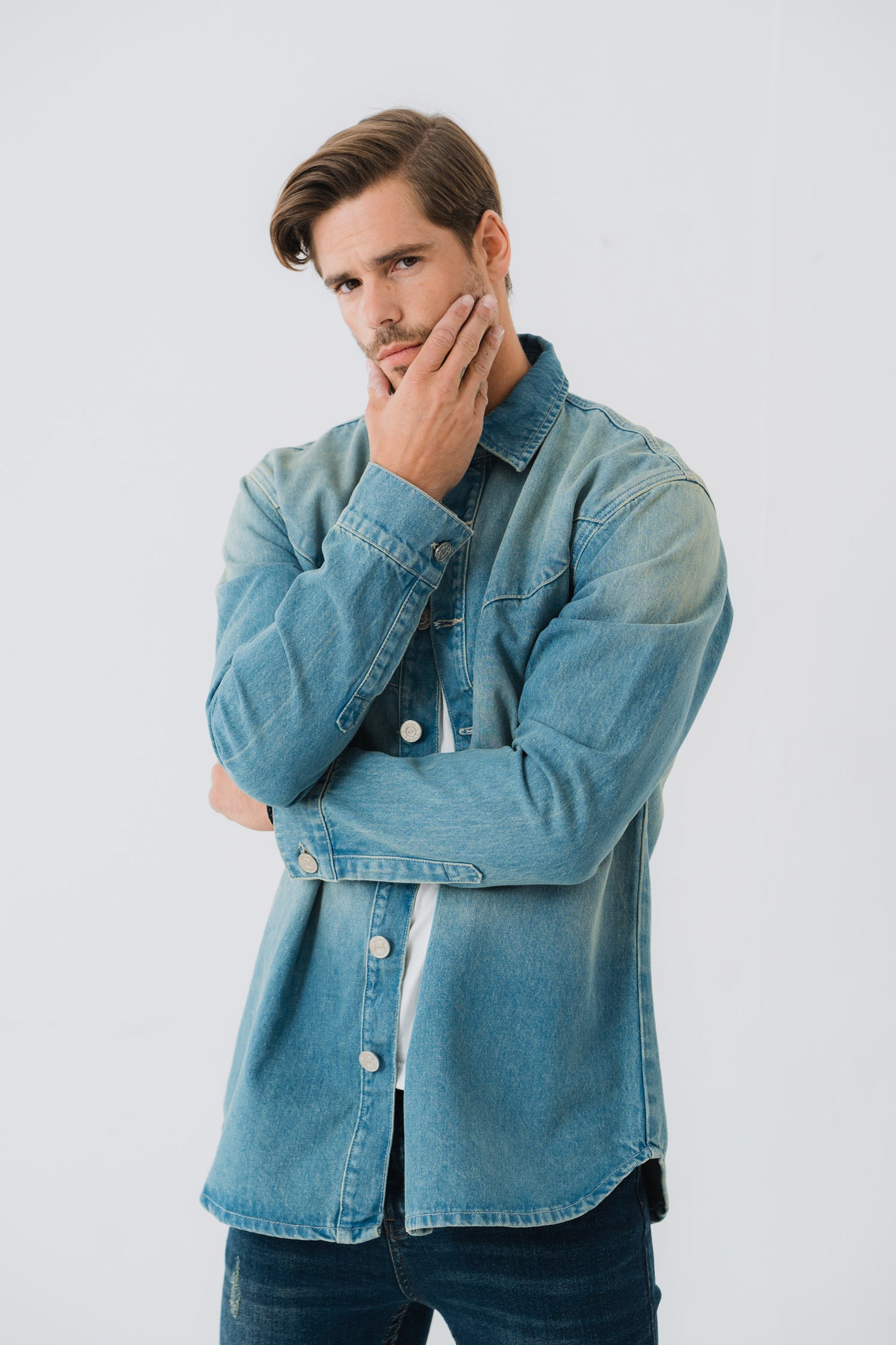 Vintage Wash Denim Shirt - Hustle N Holla