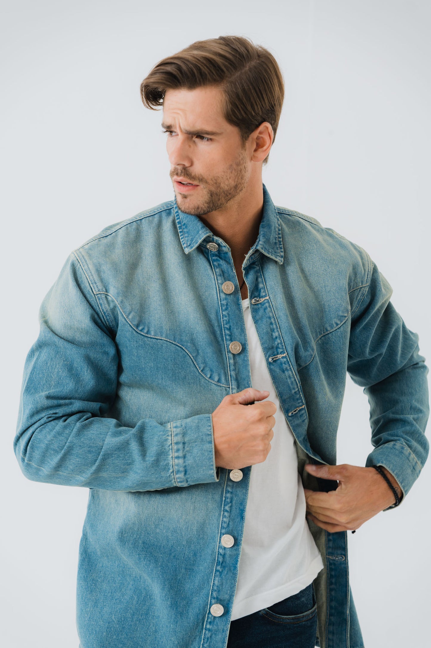Vintage Wash Denim Shirt - Hustle N Holla