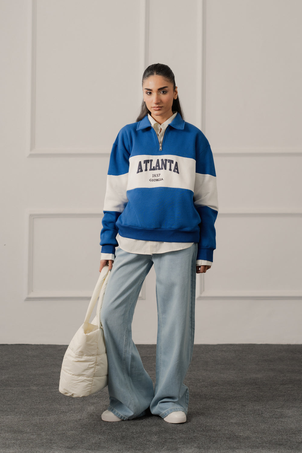 Royal Blue Relaxed Fit Rugby Sweatshirt - Hustle N Holla