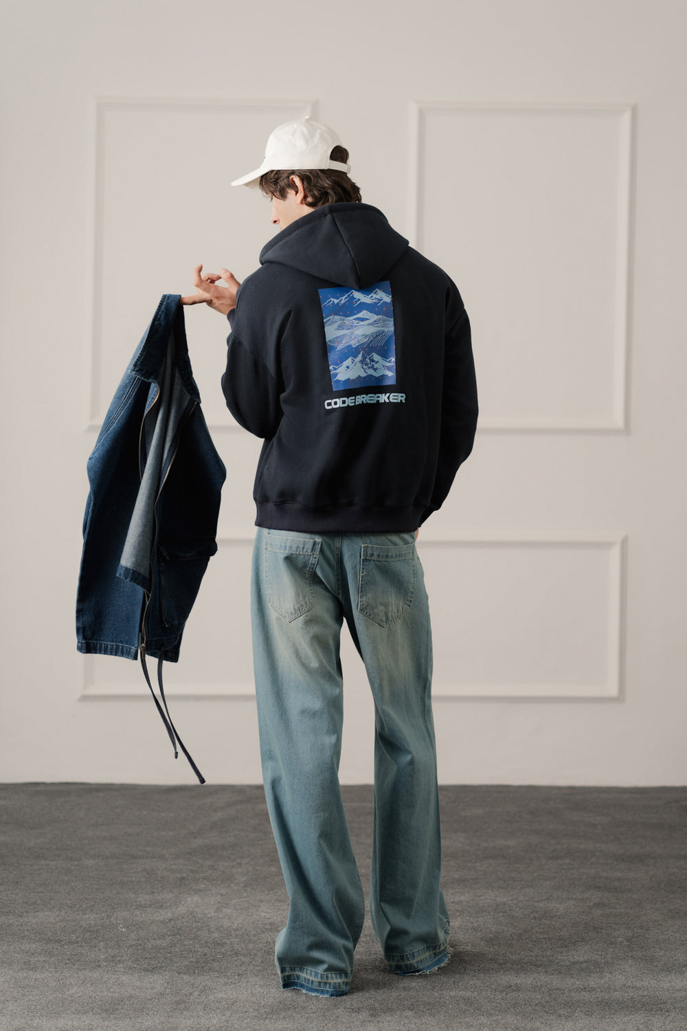 Navy Relaxed Fit Graphic Pull Over Hoodie - Hustle N Holla