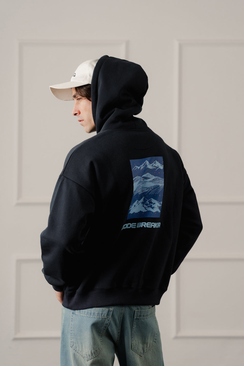 Navy Relaxed Fit Graphic Pull Over Hoodie - Hustle N Holla