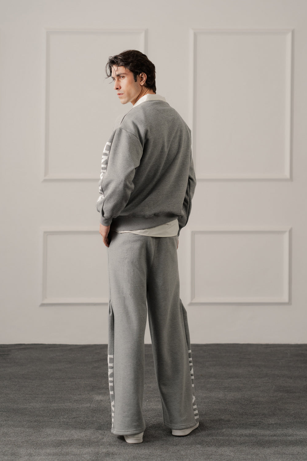 Grey Loose Fit Panelled Trousers - Hustle N Holla