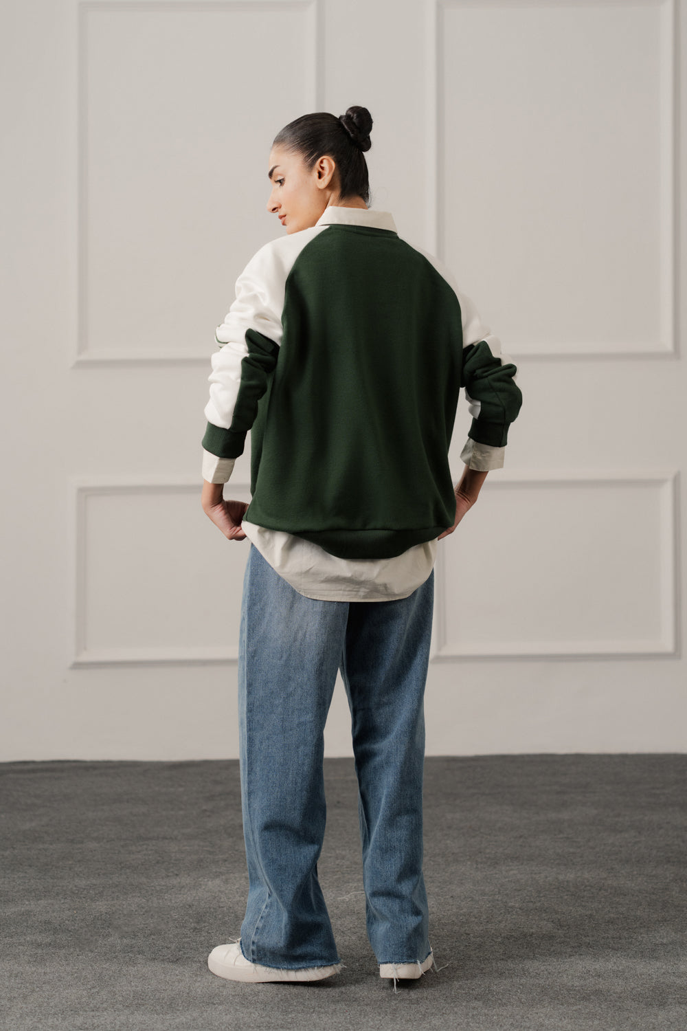 Green Relaxed Fit Varsity Sweatshirt - Hustle N Holla