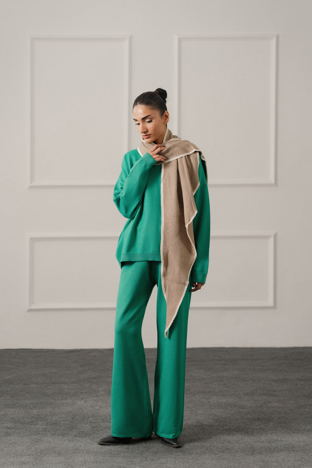 Emerald Green Wide leg Knitted Trousers - Hustle N Holla