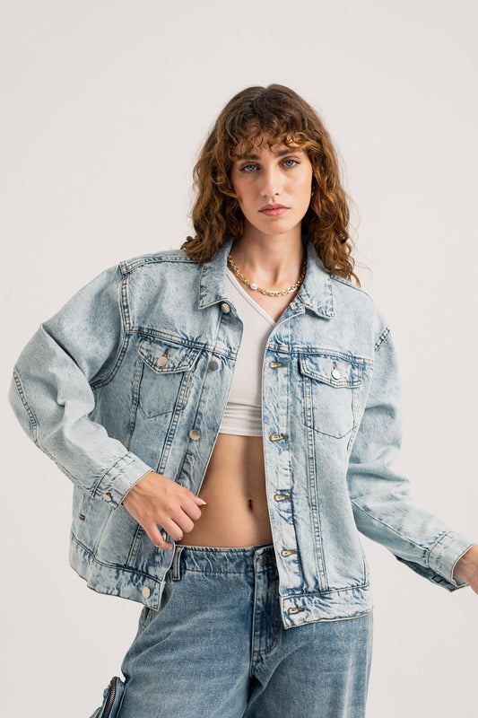 Blue Regular Fit Minor Fault Denim Jacket - Hustle N Holla