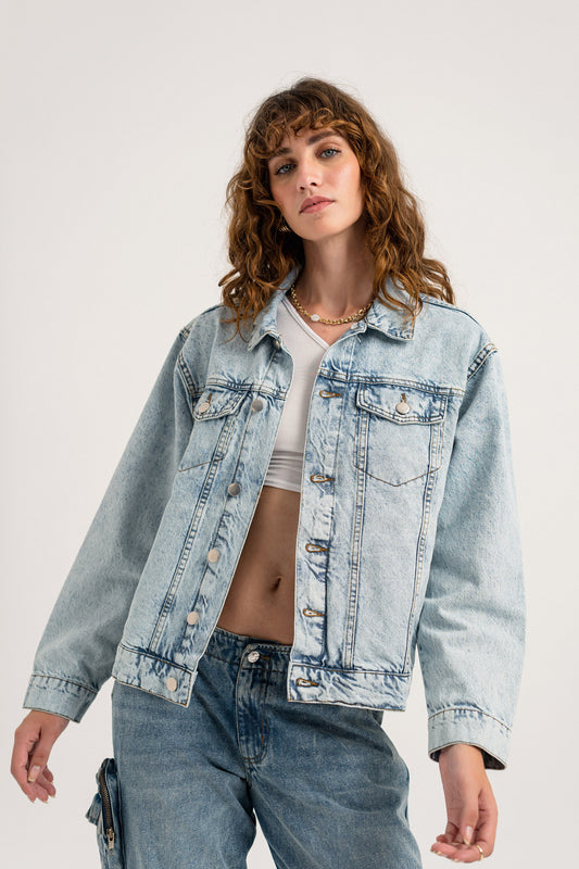 Blue Regular Fit Minor Fault Denim Jacket - Hustle N Holla