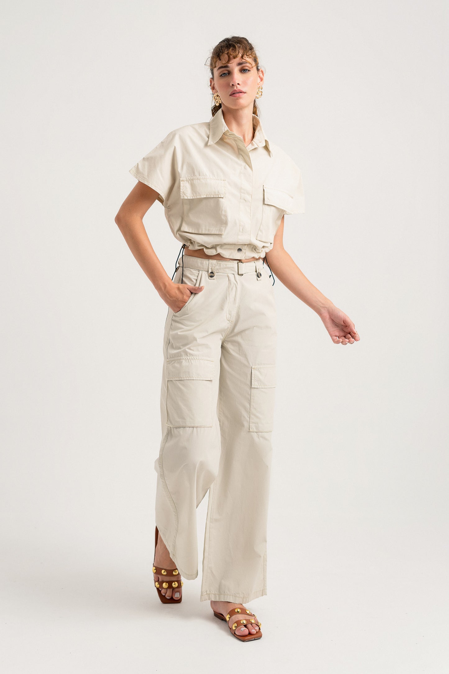 Beige Canvas Crop Top - Hustle N Holla