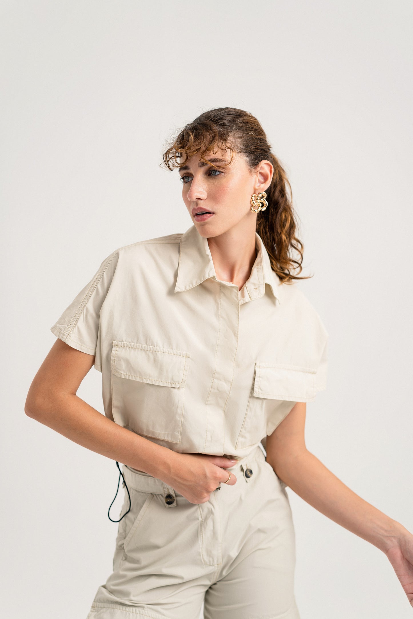 Beige Canvas Crop Top - Hustle N Holla
