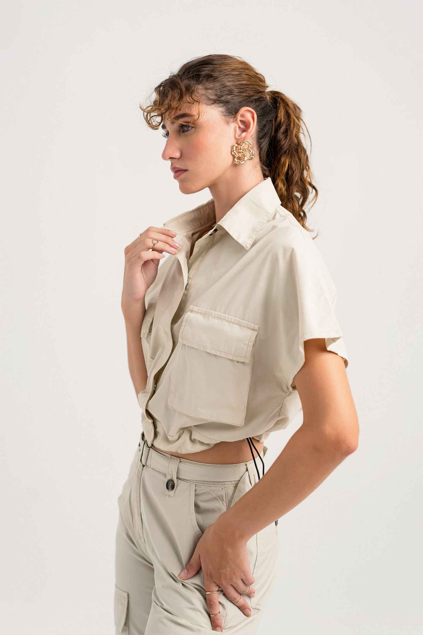 Beige Canvas Crop Top - Hustle N Holla