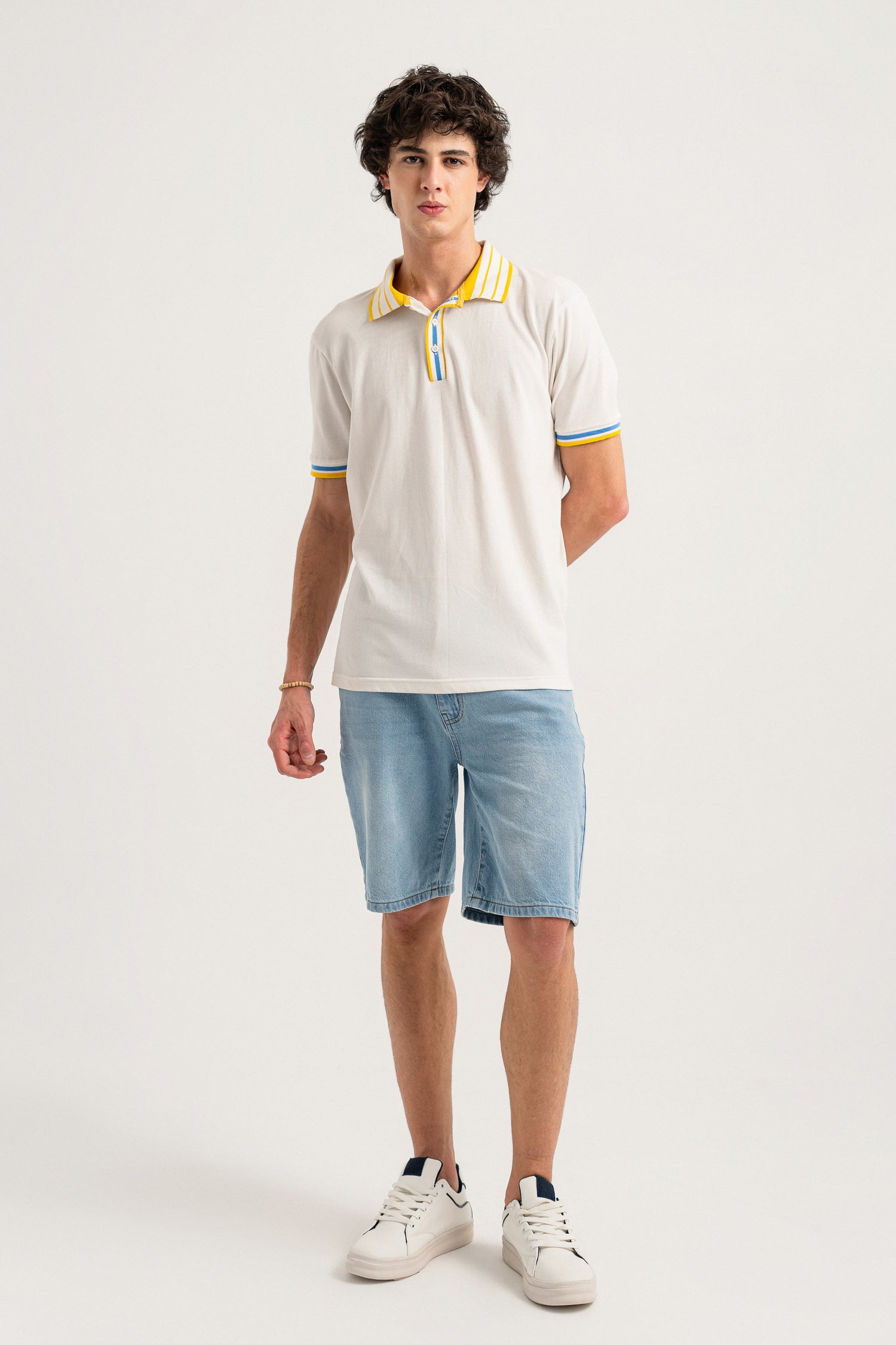 OFF White Half Sleeve Polo - Hustle N Holla