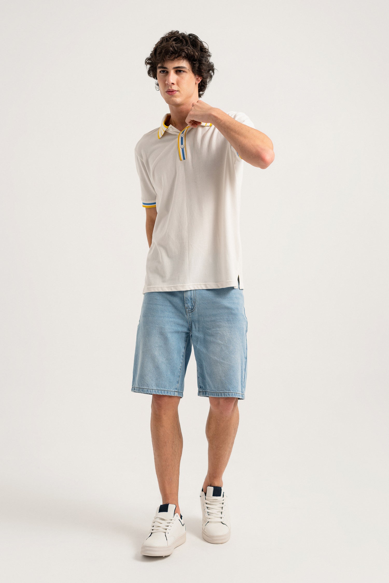 OFF White Half Sleeve Polo - Hustle N Holla