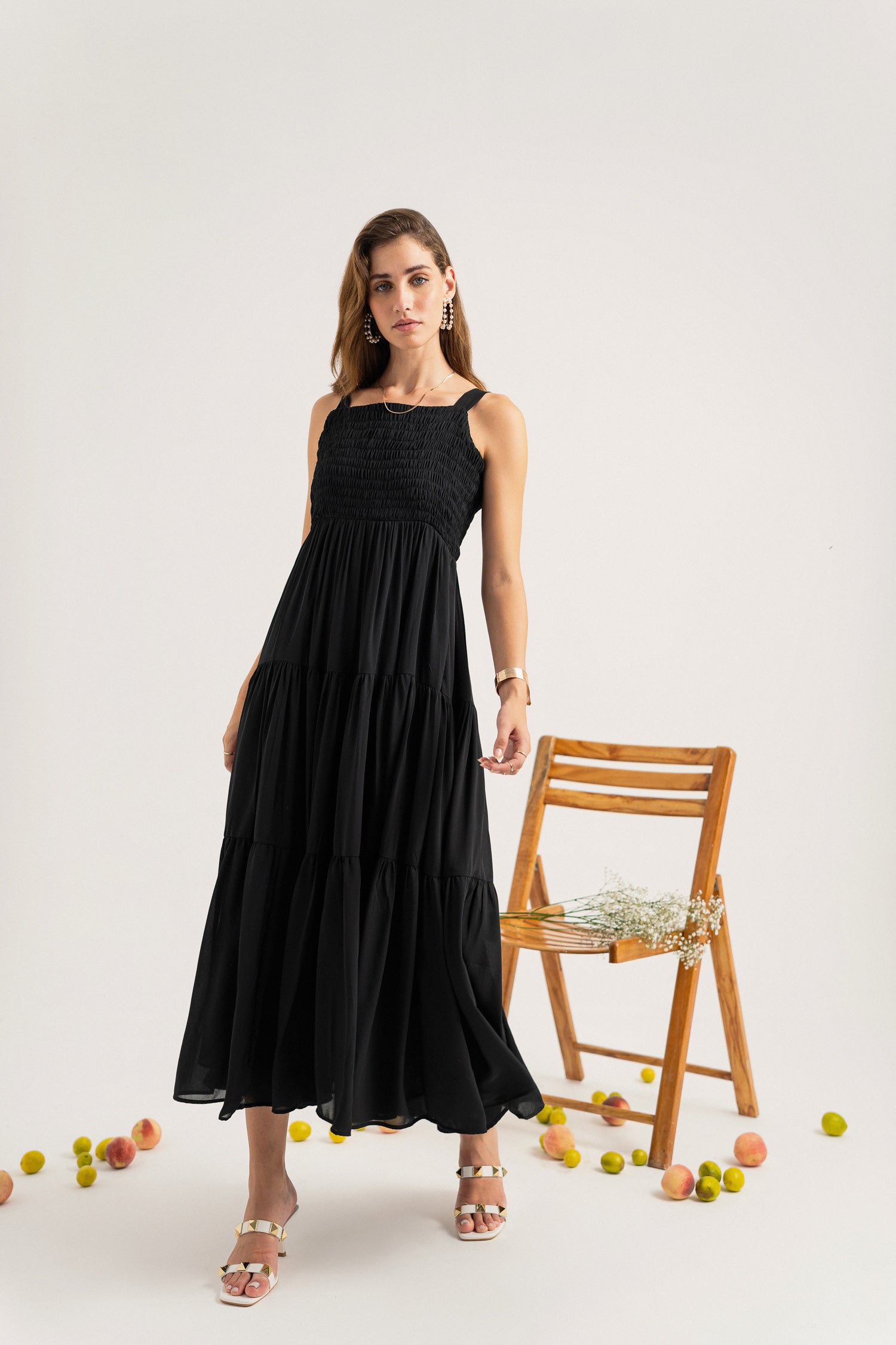 Ladies black maxi dress best sale