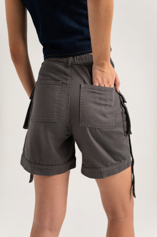 Charcoal Grey Mini Denim Shorts - Hustle N Holla