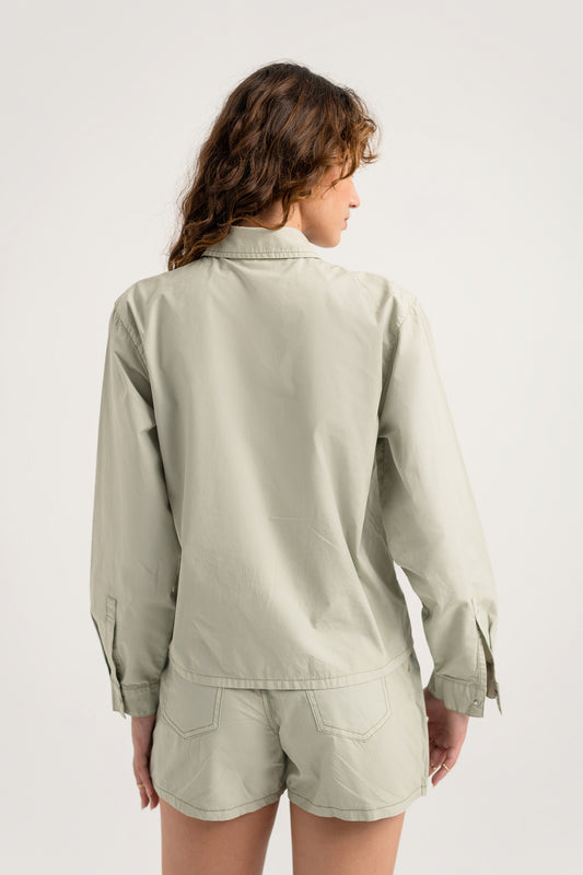 Sage Green Relaxed Fit Crop Shirt - Hustle N Holla