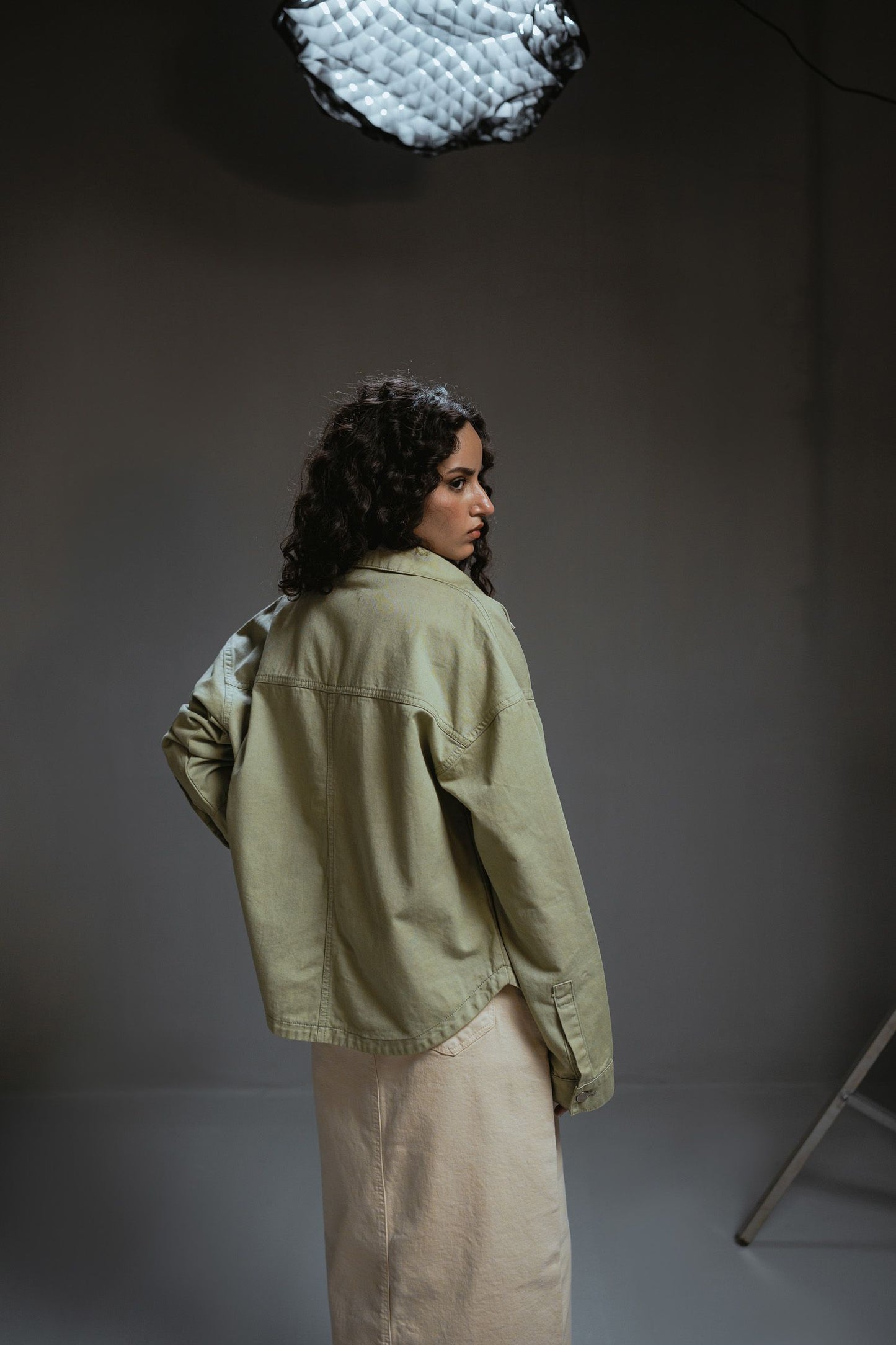 Khaki Green Denim Shacket