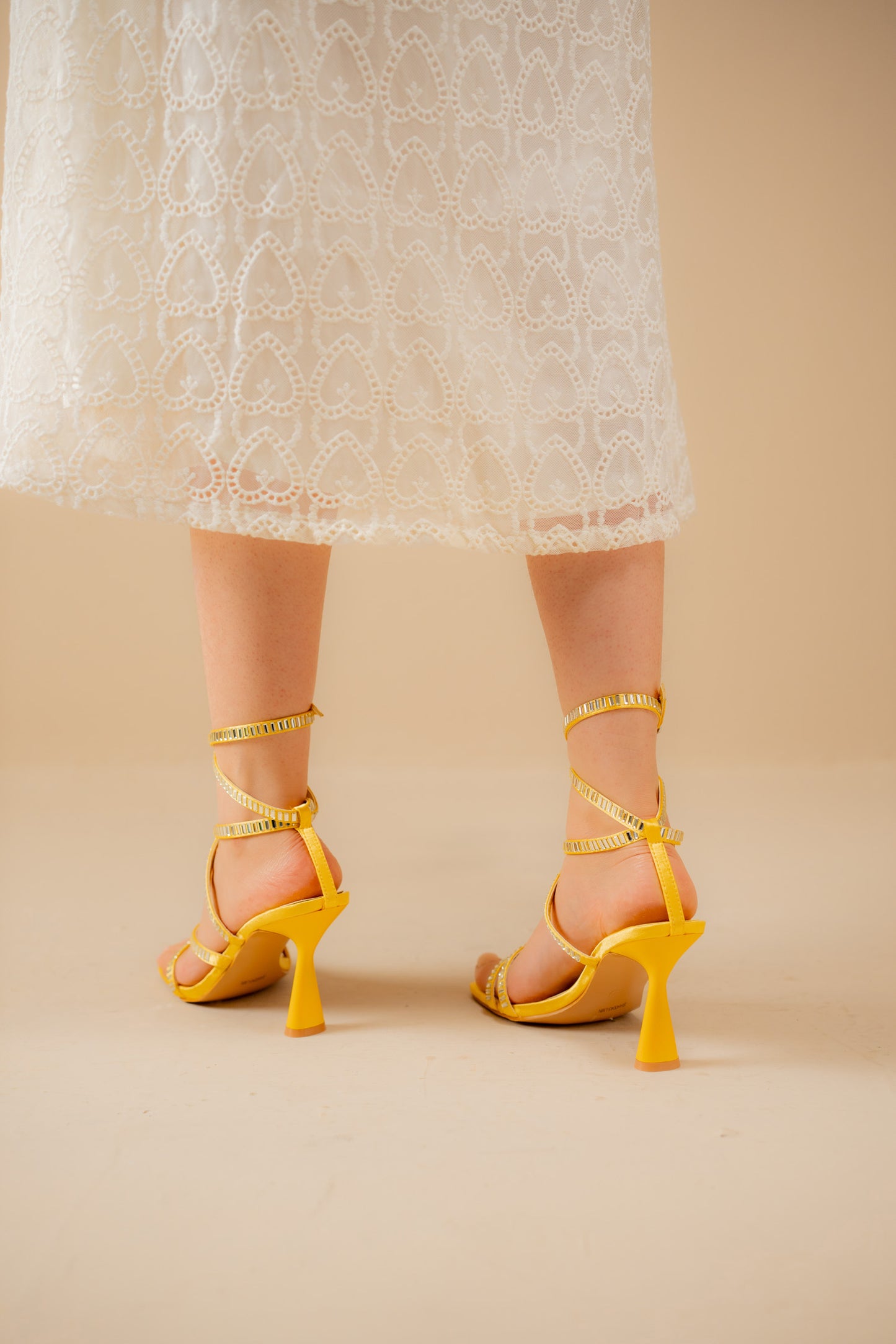 Lemon Embellished Strappy Heels