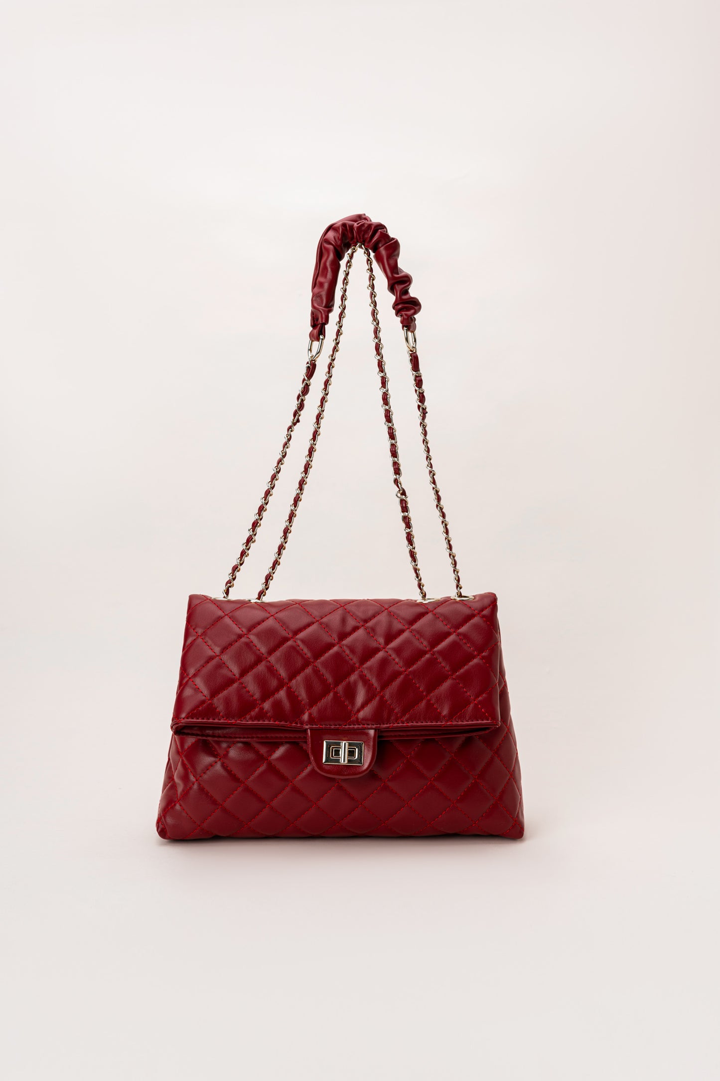Maroon Quilted Chain Bag - Hustle N Holla