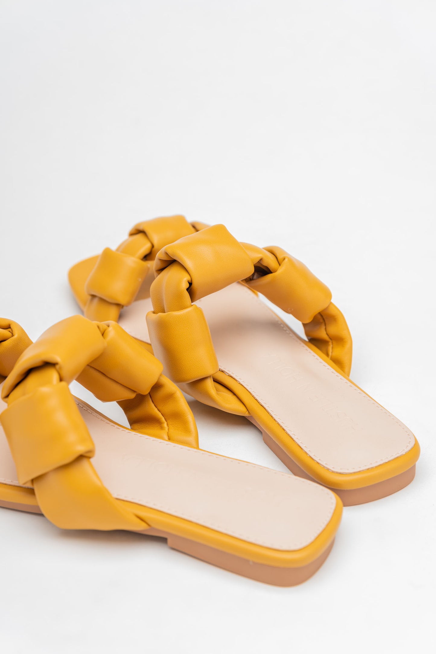 Mustard Chunky Strap Flats