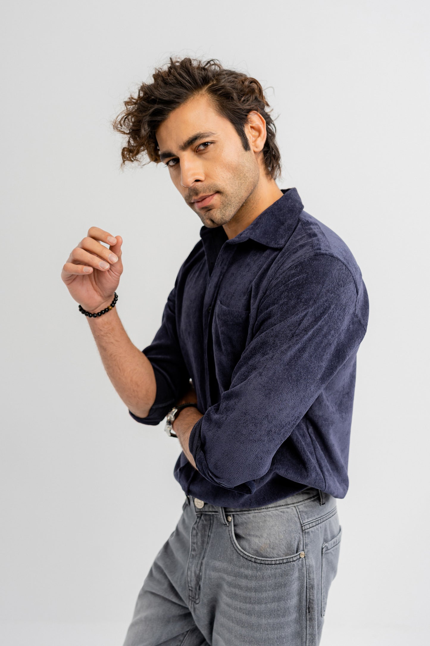 Navy Blue Corduroy Shirt