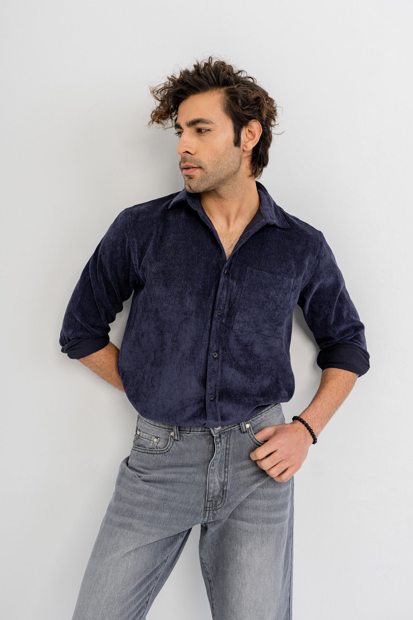Navy Blue Corduroy Shirt