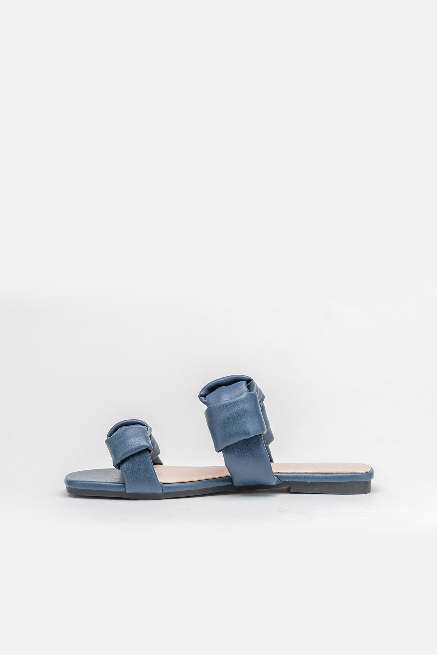 Navy Chunky Strap Flats