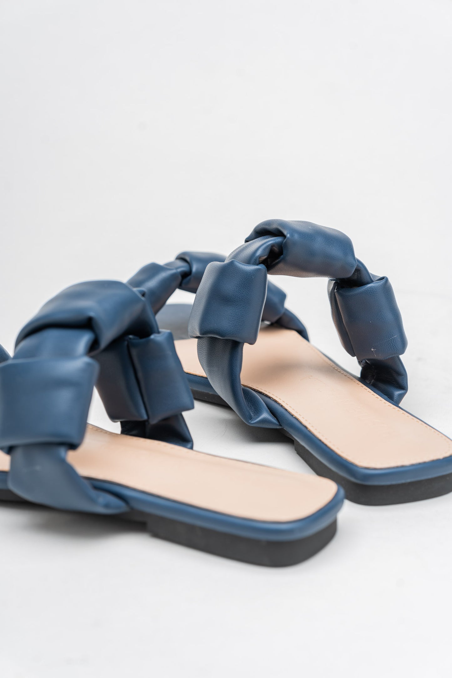 Navy Chunky Strap Flats
