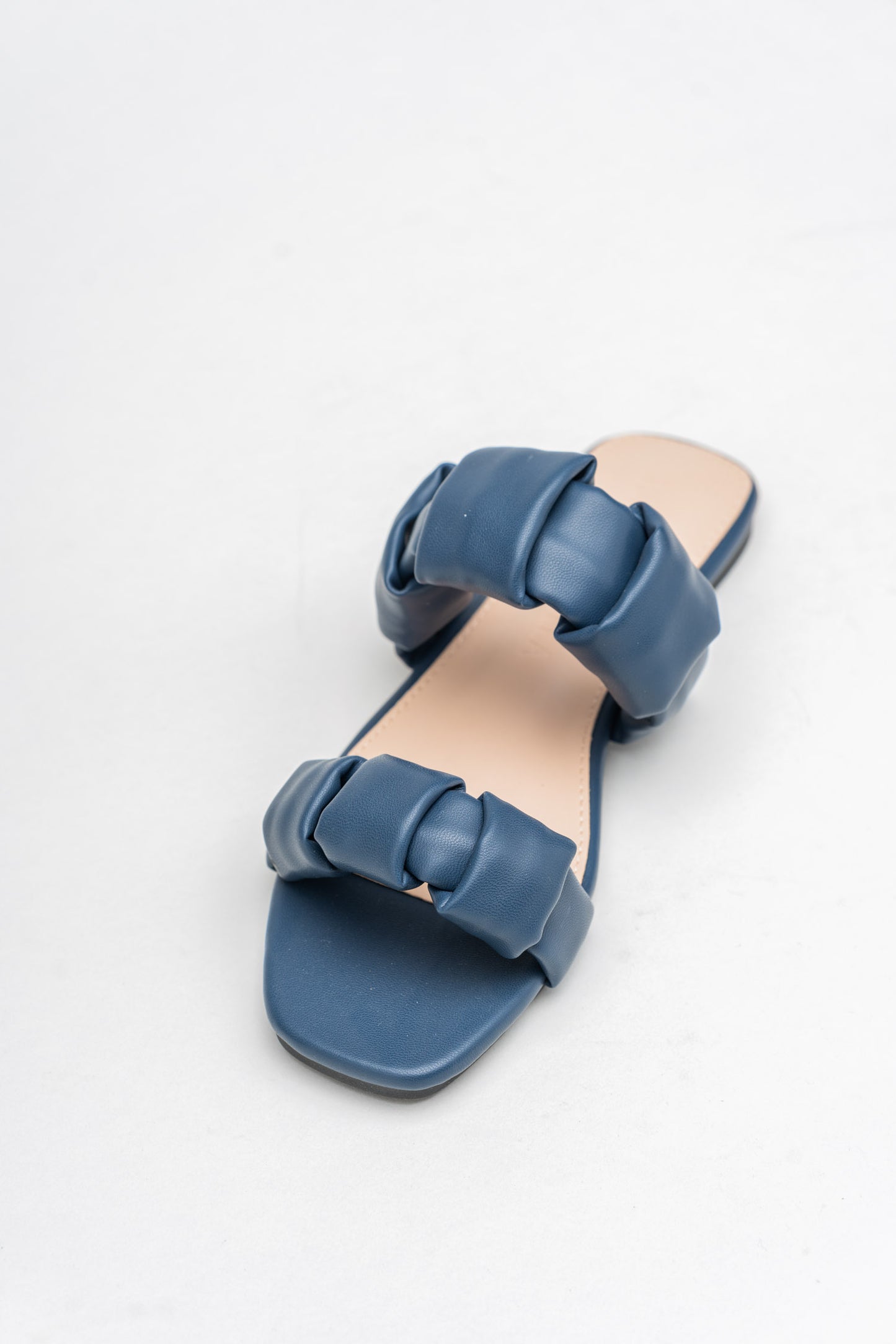 Navy Chunky Strap Flats