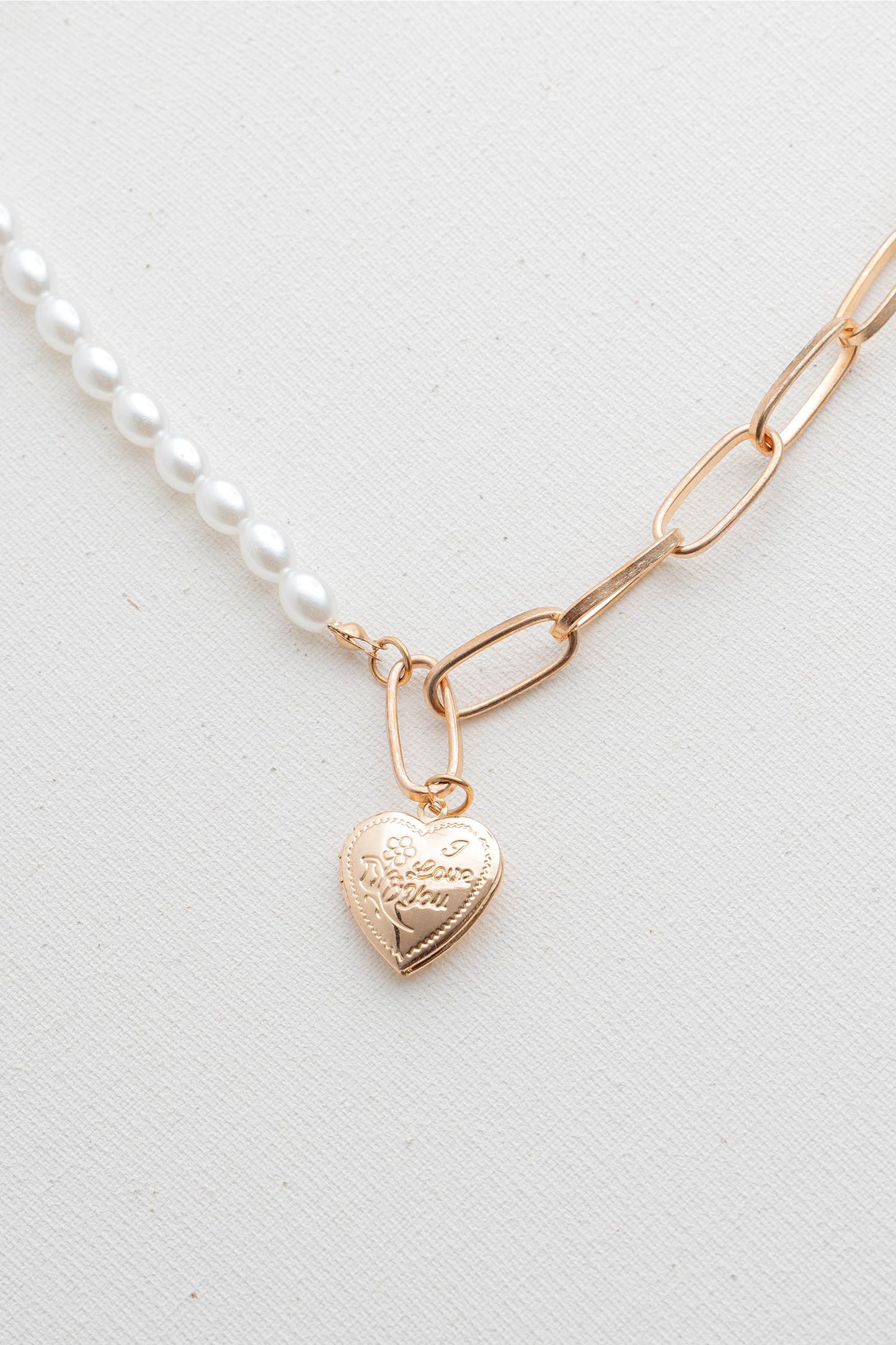 Pearl n Chain with hanging heart Necklace