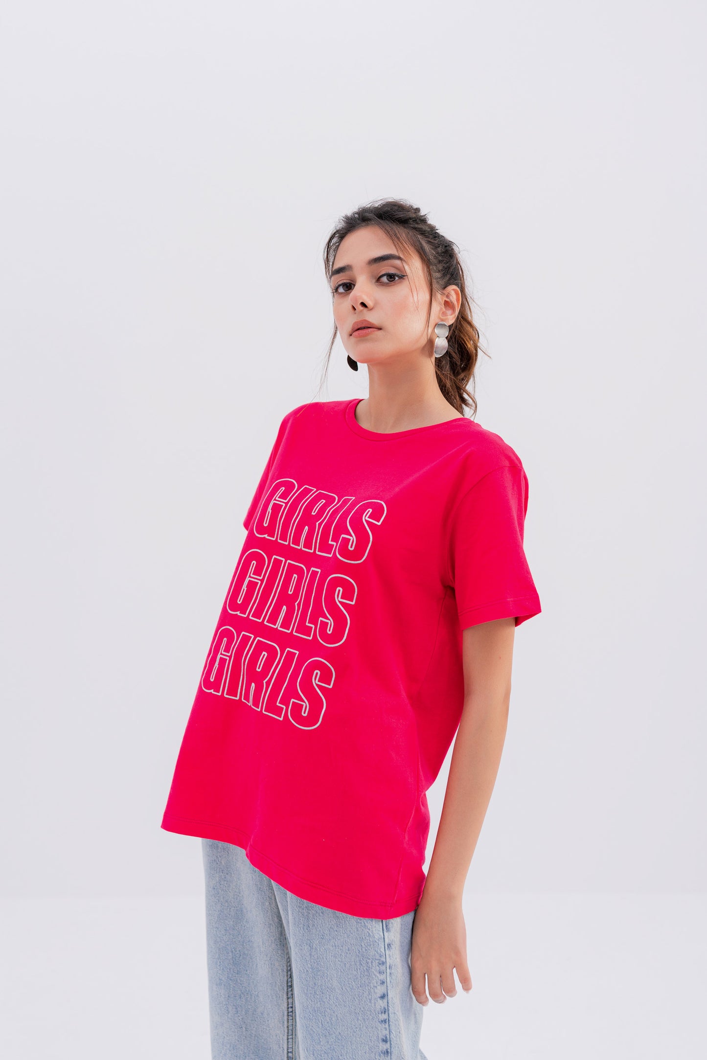 Pink Girls Print T-shirt