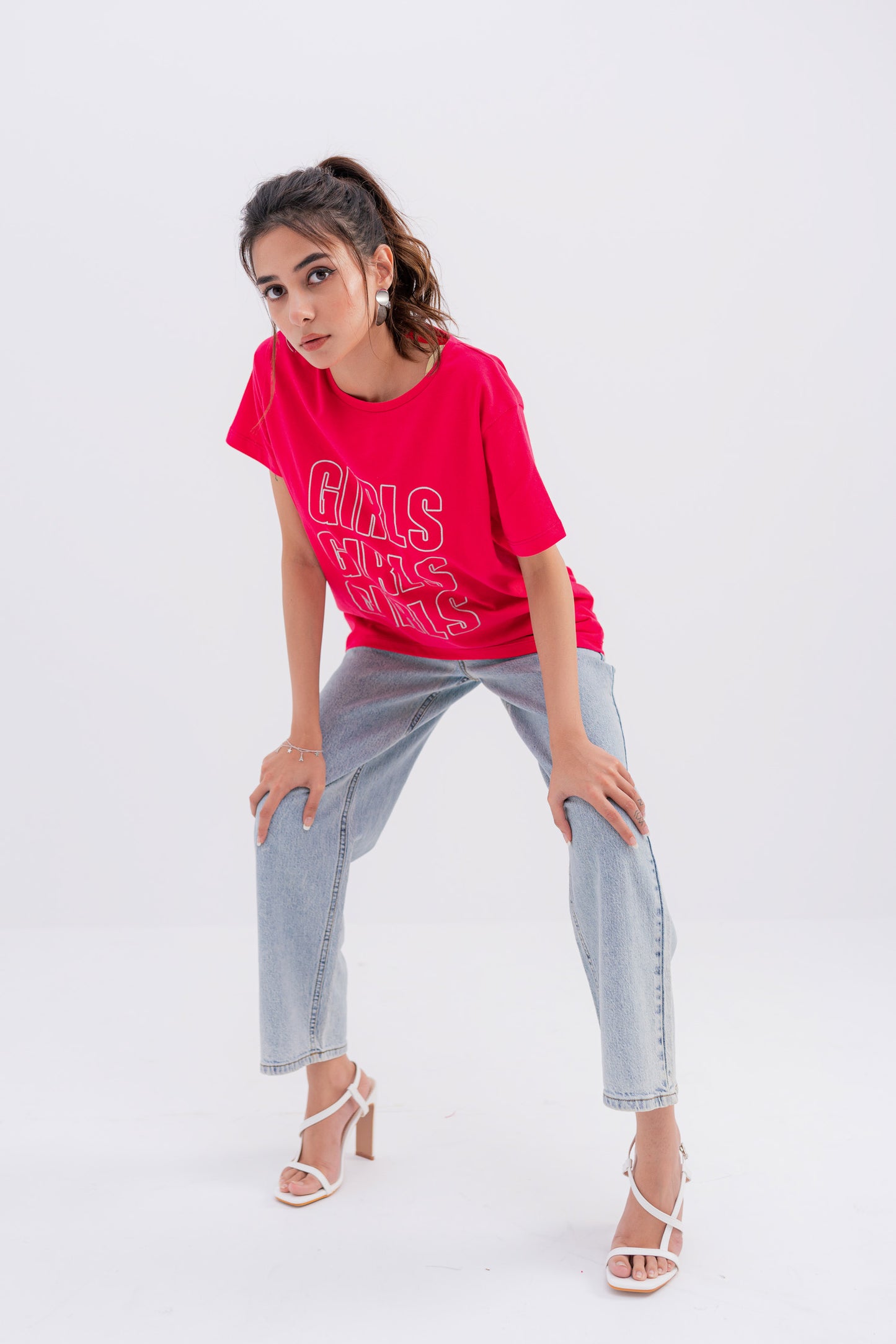 Pink Girls Print T-shirt