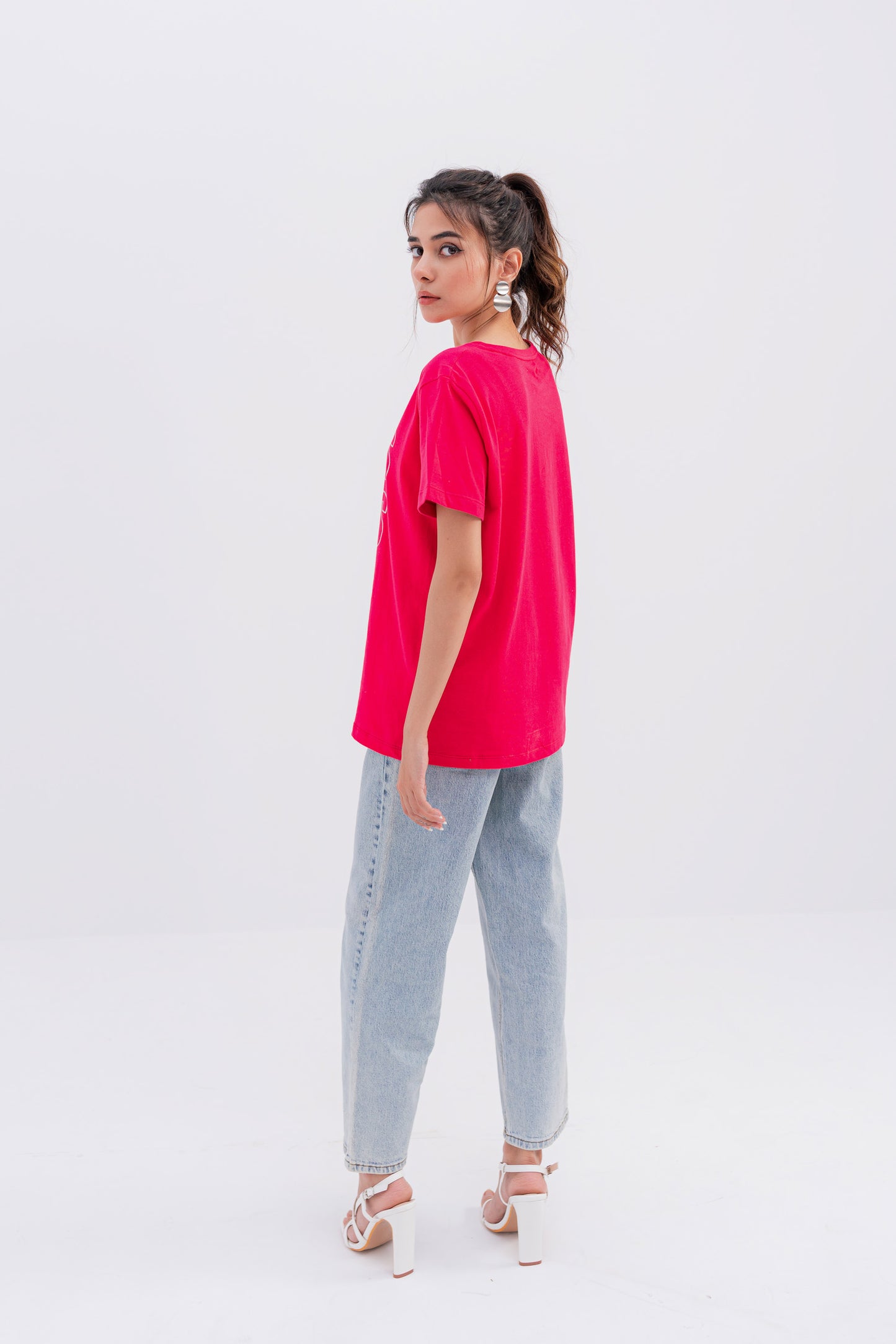 Pink Girls Print T-shirt