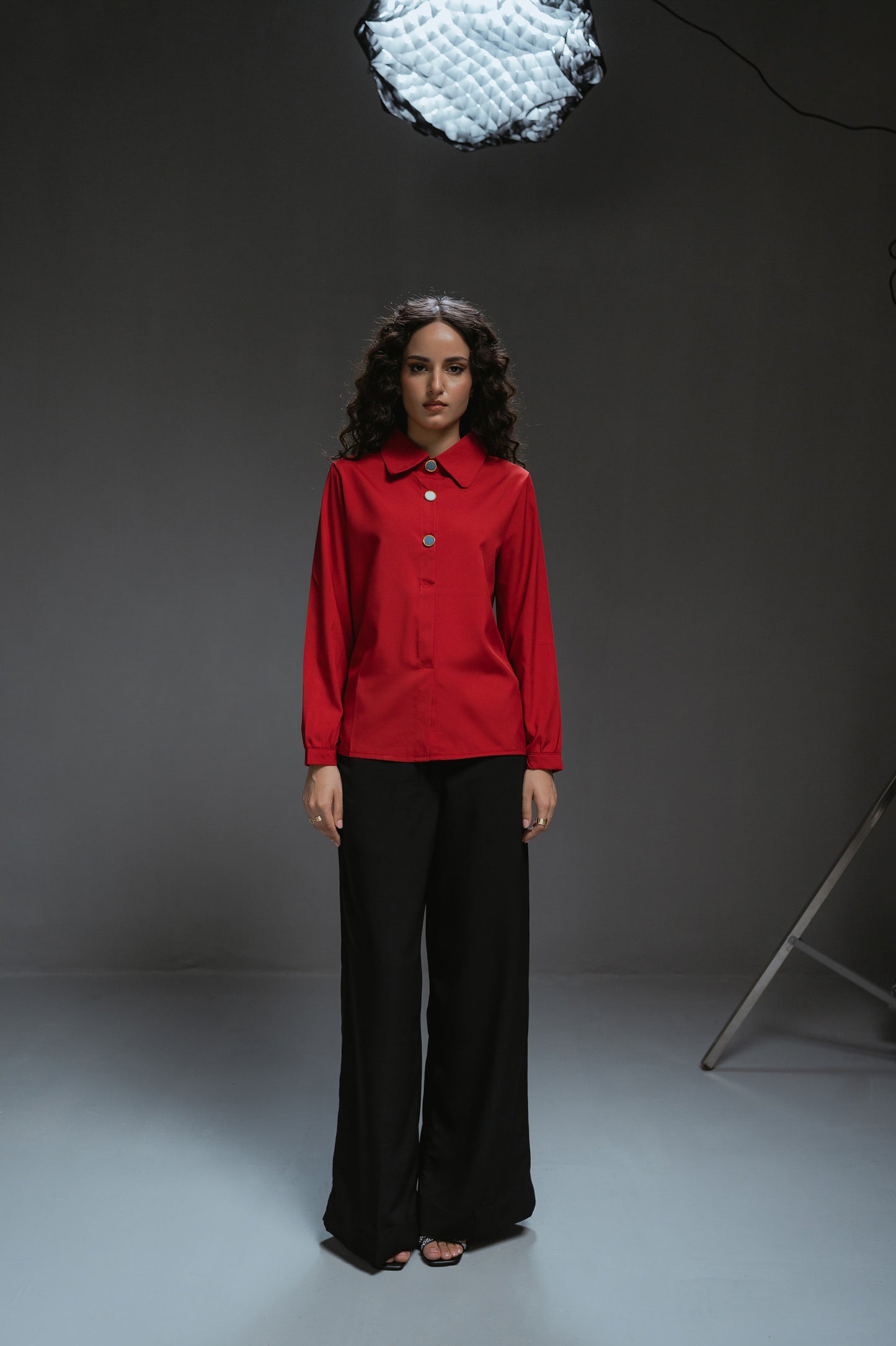 Satin Button Front Blouse
