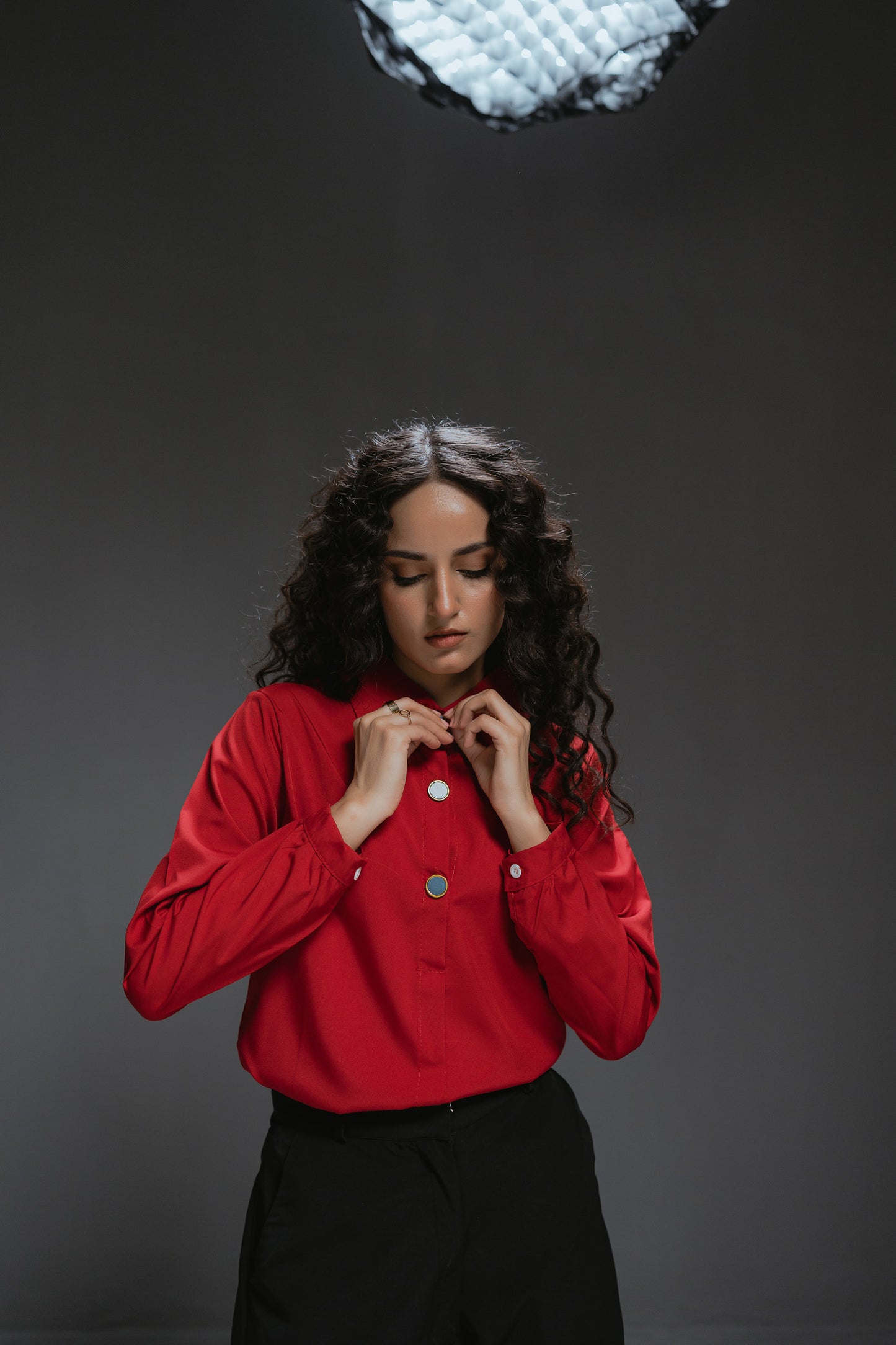 Satin Button Front Blouse