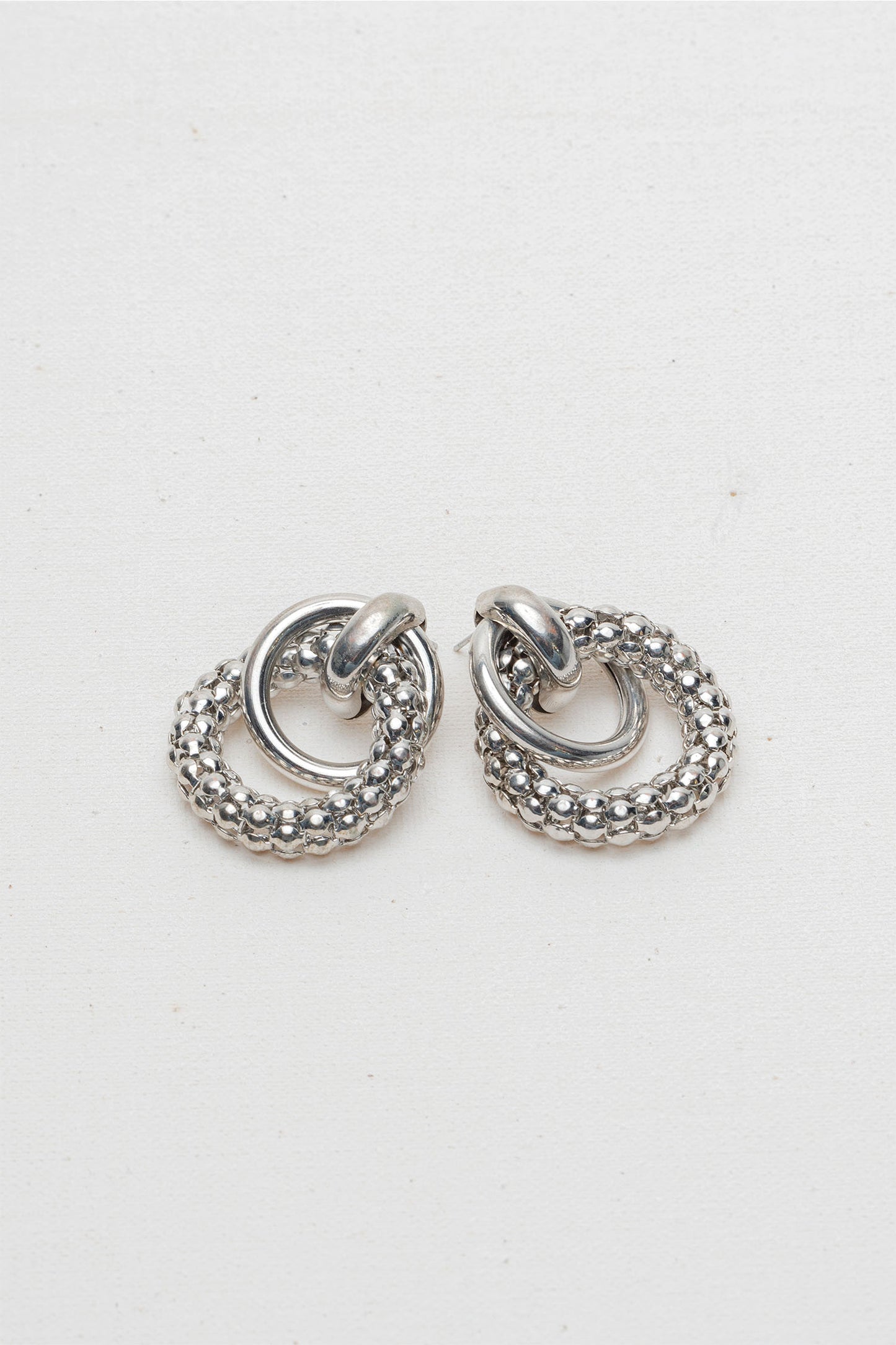Silver Ribbed Twist Hoop Earrings
