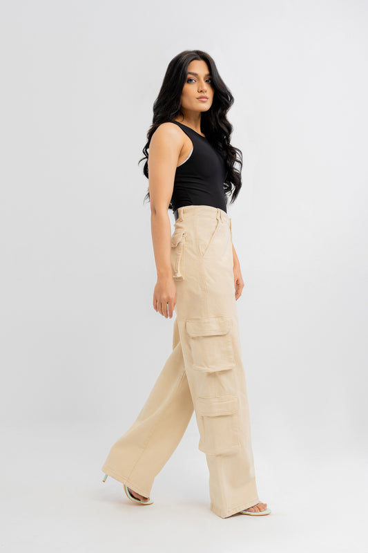 Stone Cargo Pocketed Jeans - Hustle N Holla