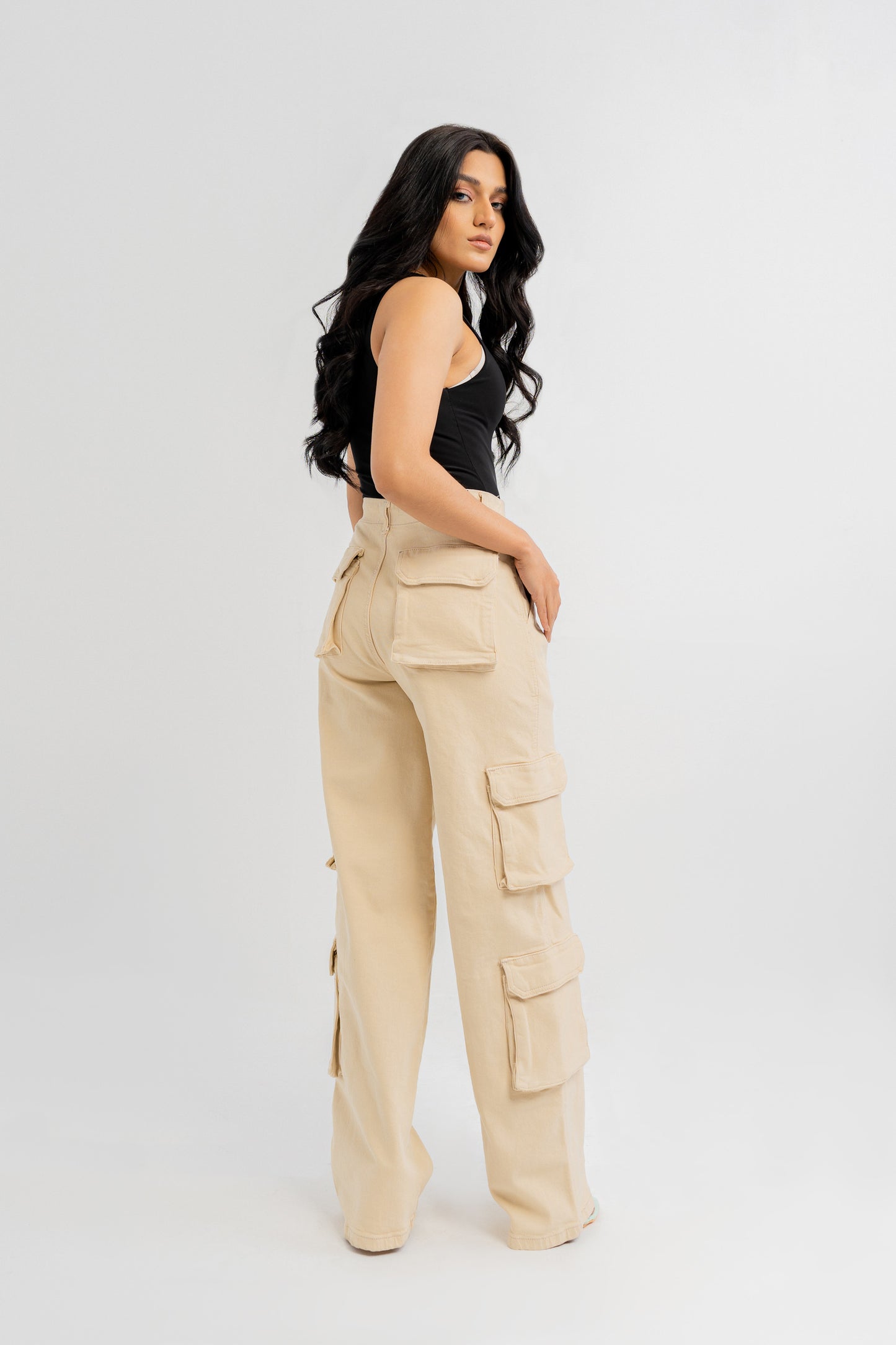 Stone Cargo Pocketed Jeans - Hustle N Holla