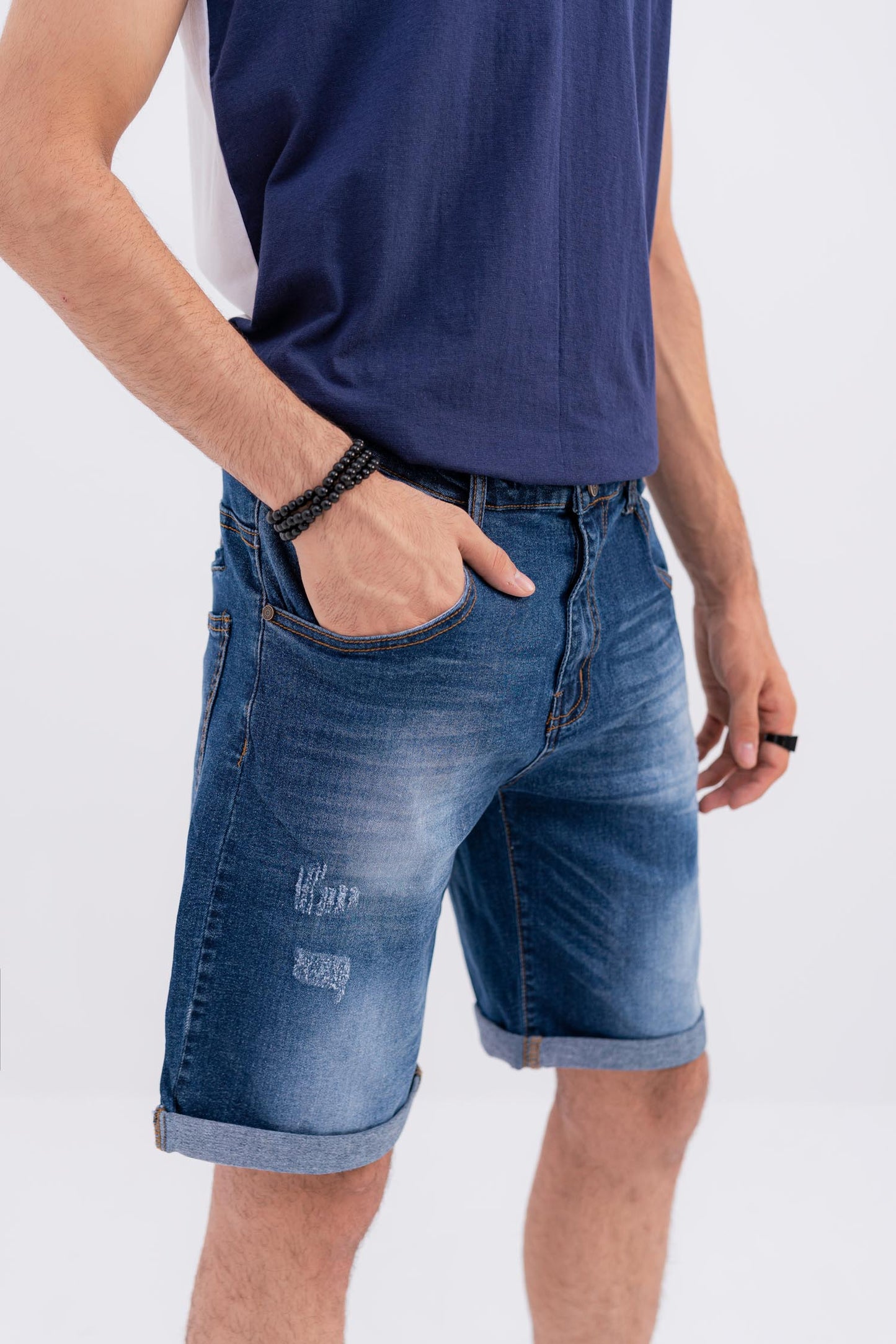 Straight Fit Denim Shorts