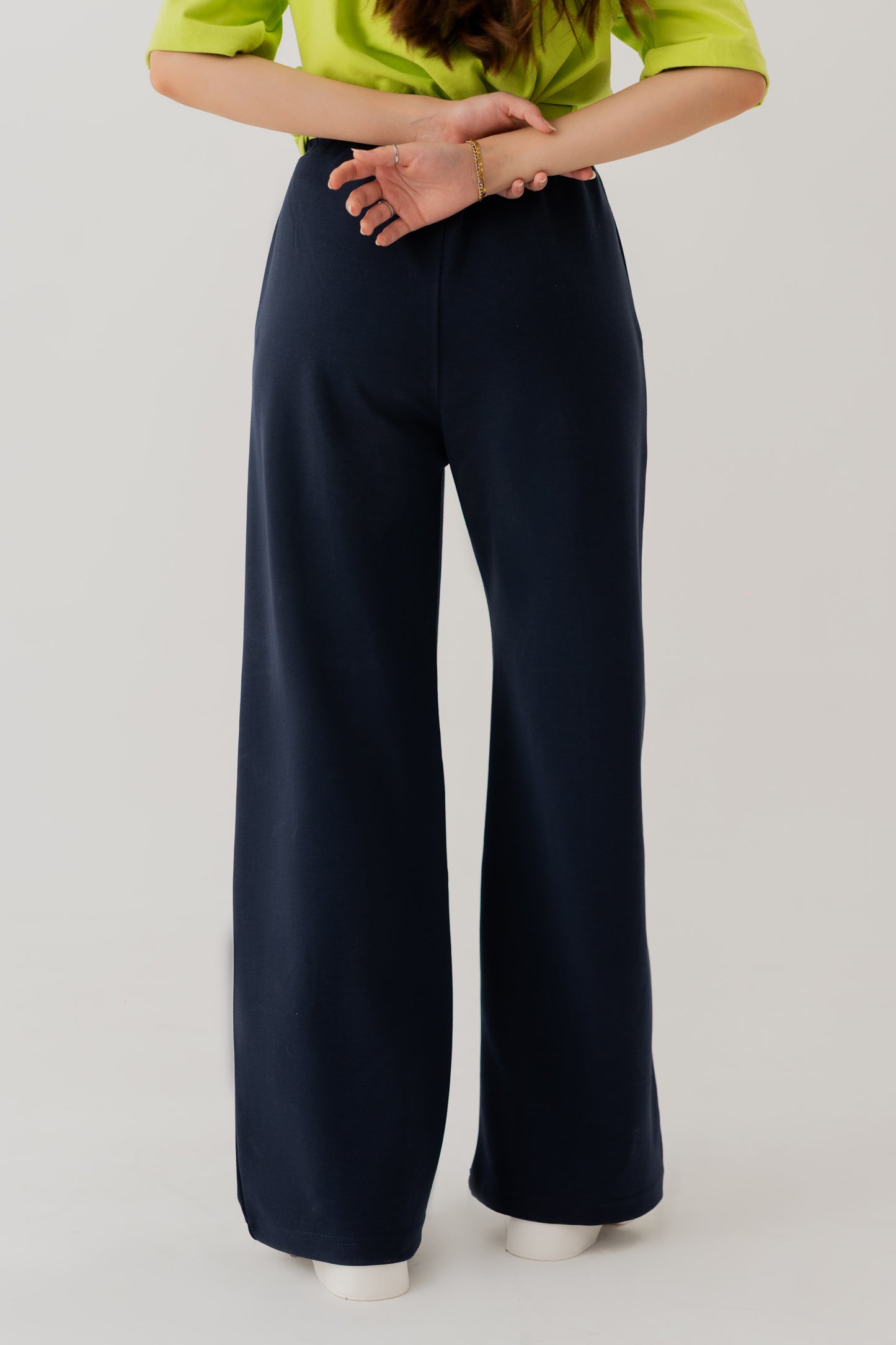 NAVY BLUE KNITTED WIDE LEG PANTS - Hustle N Holla