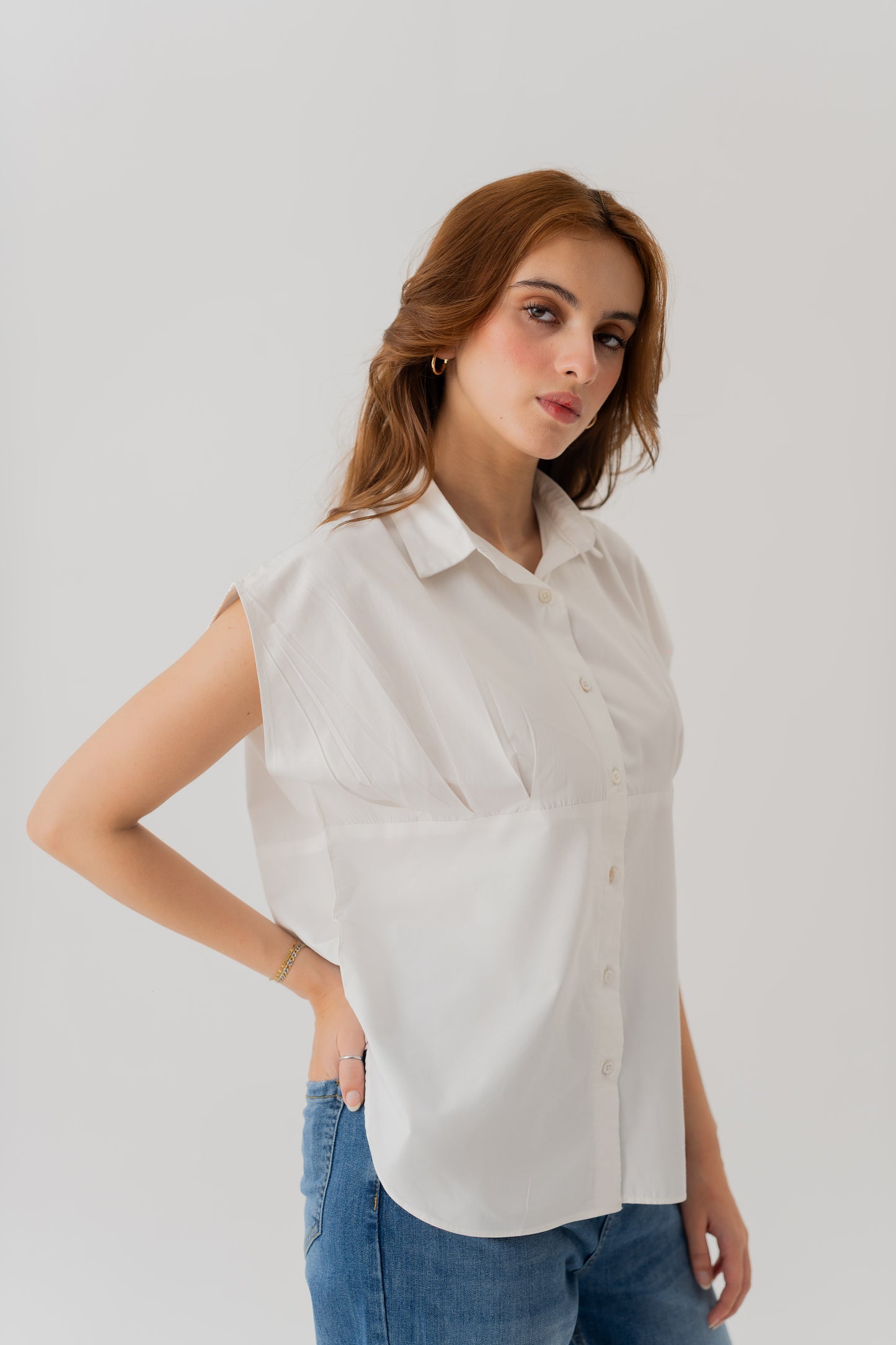White Cotton Relaxed Fit Peplum Shirt - Hustle N Holla