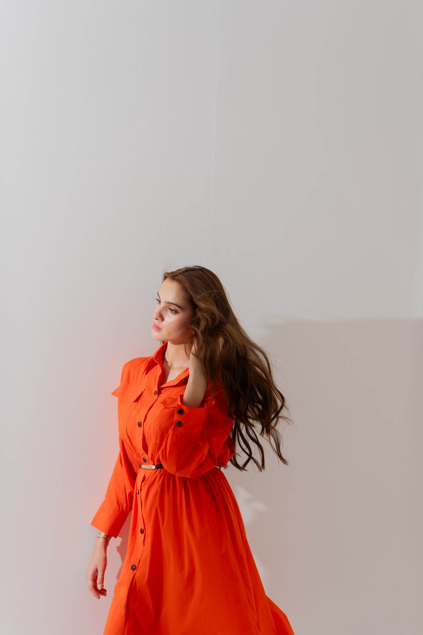 Button Down Orange Midi Dress - Hustle N Holla