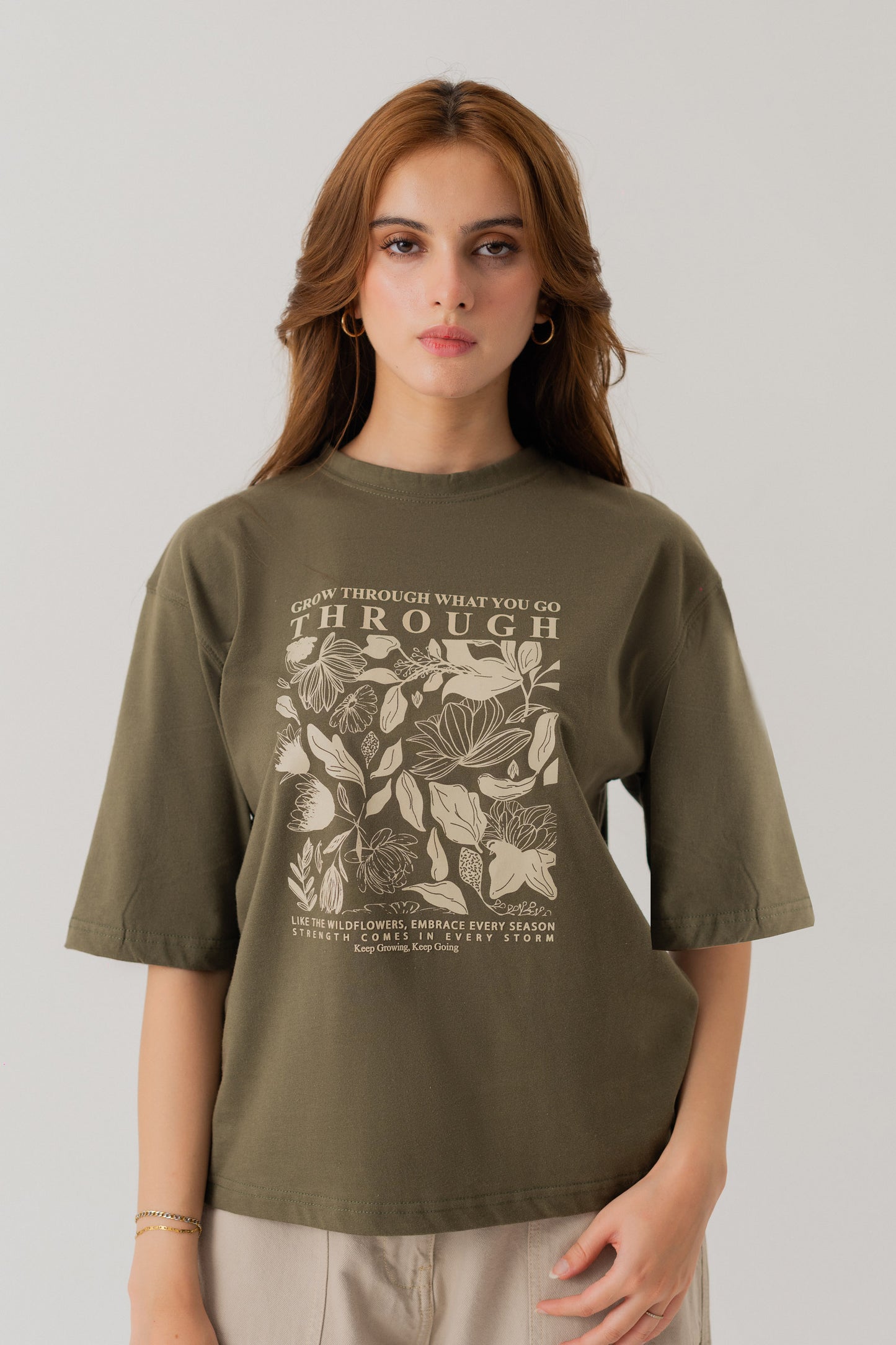 Olive Green Relaxed fit Graphic T-shirt - Hustle N Holla